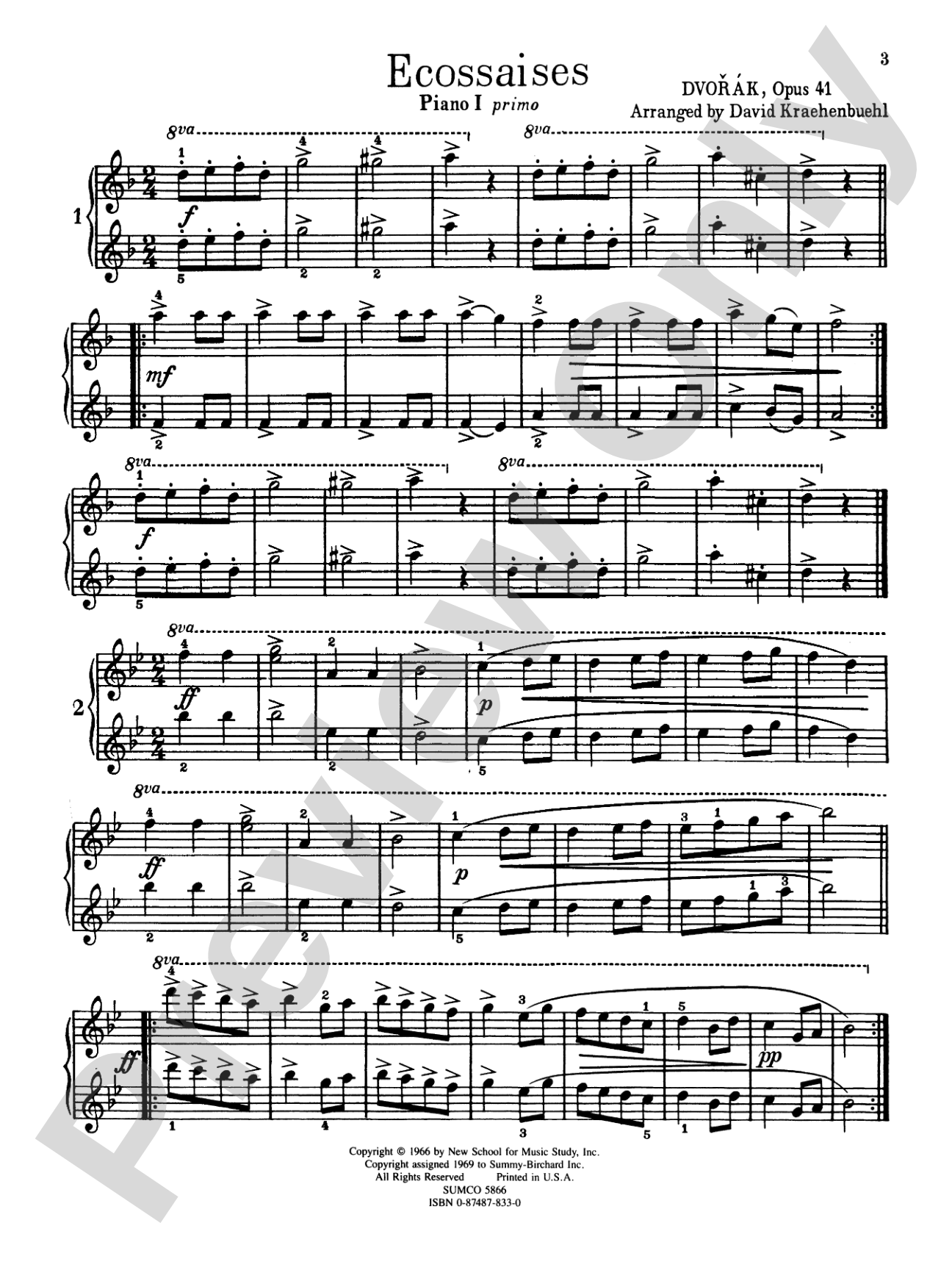 Ecossaises, Opus 41 - Piano Quartet (2 Pianos, 8 Hands): Piano