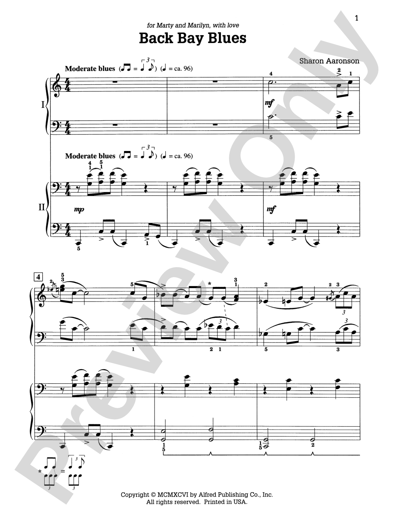 Back Bay Blues - Piano Duo (2 Pianos, 4 Hands): Piano Duets & Four Hands
