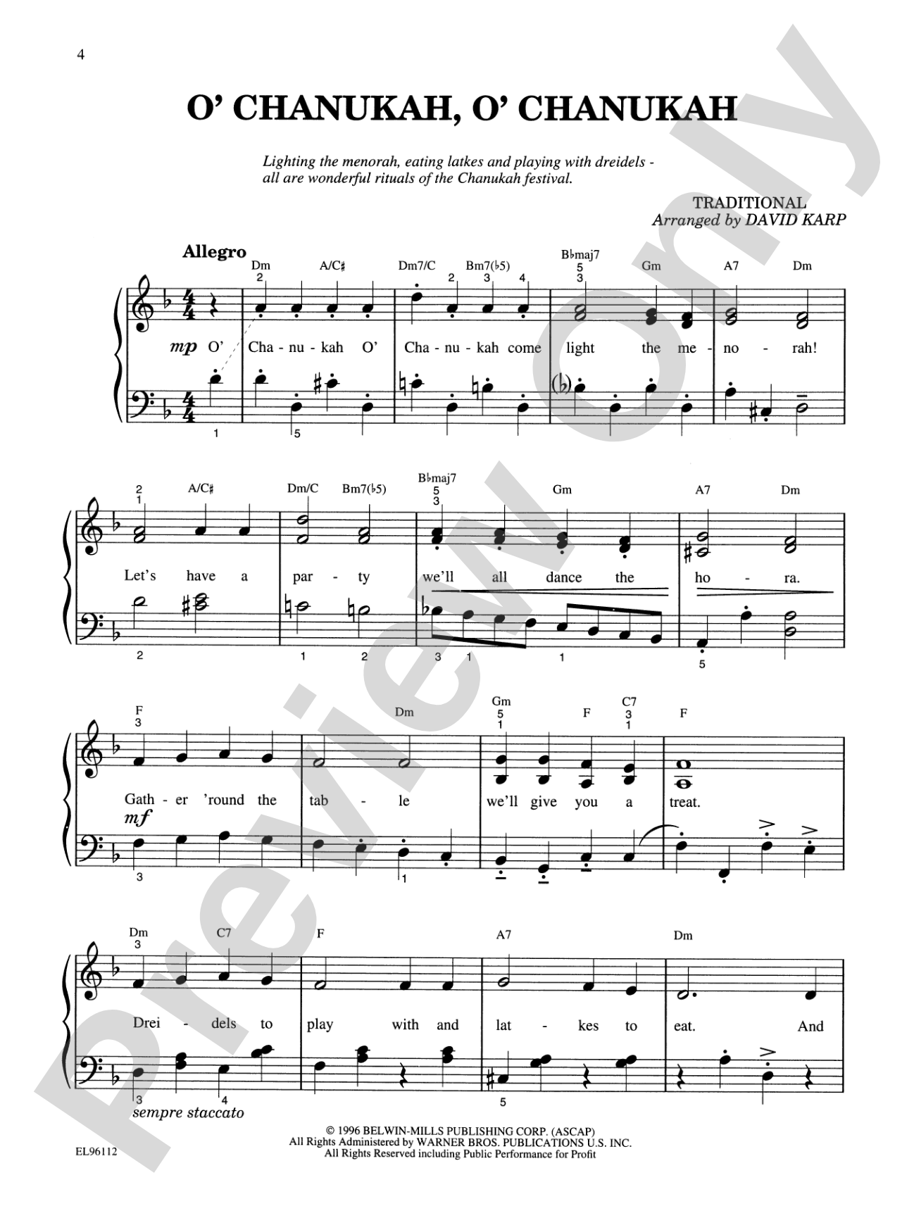 Hebrew Holiday and Folk Songs: With Lyrics, Translations and Guitar Chords: Piano