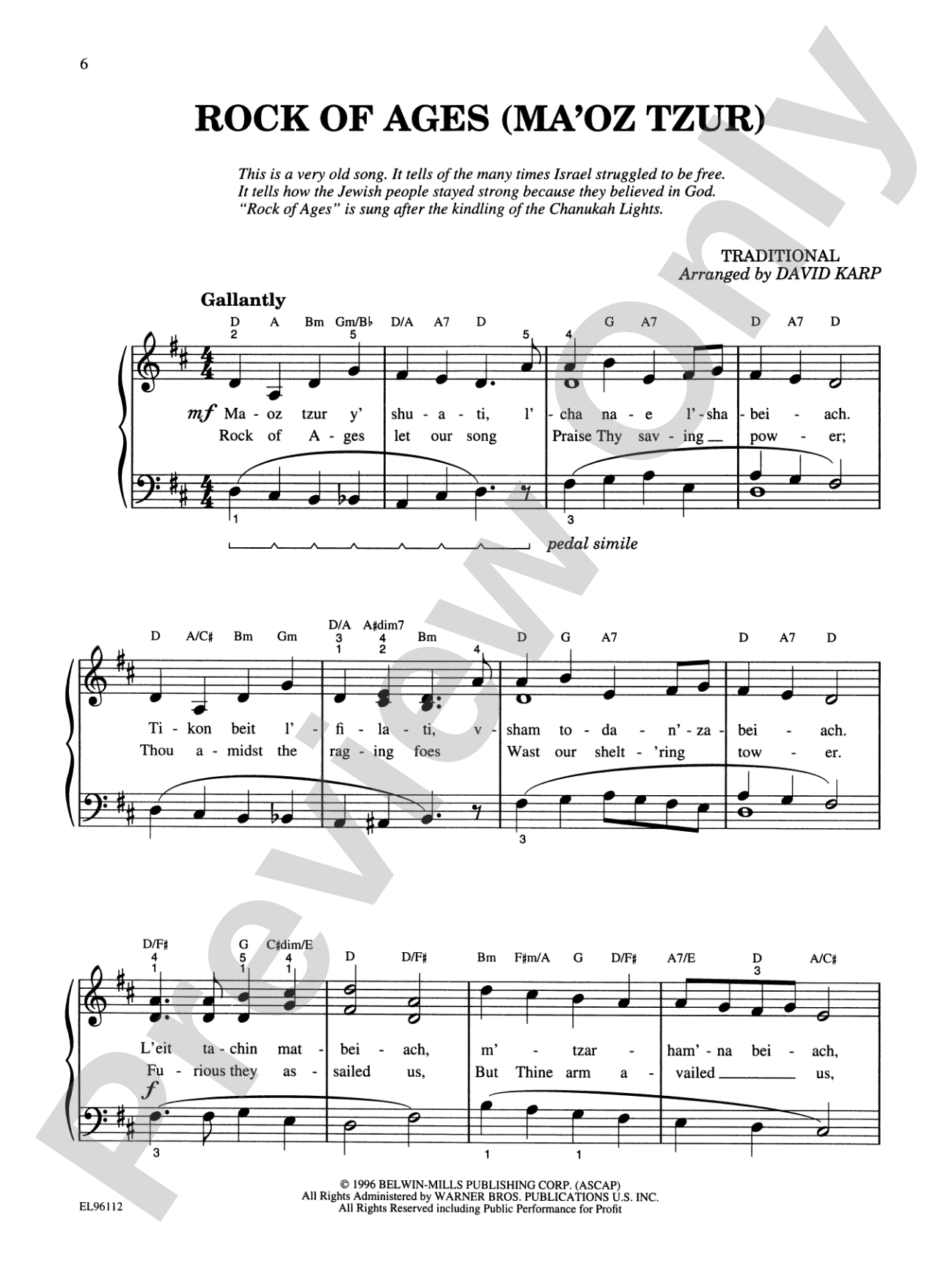 Hebrew Holiday and Folk Songs: With Lyrics, Translations and Guitar Chords: Piano