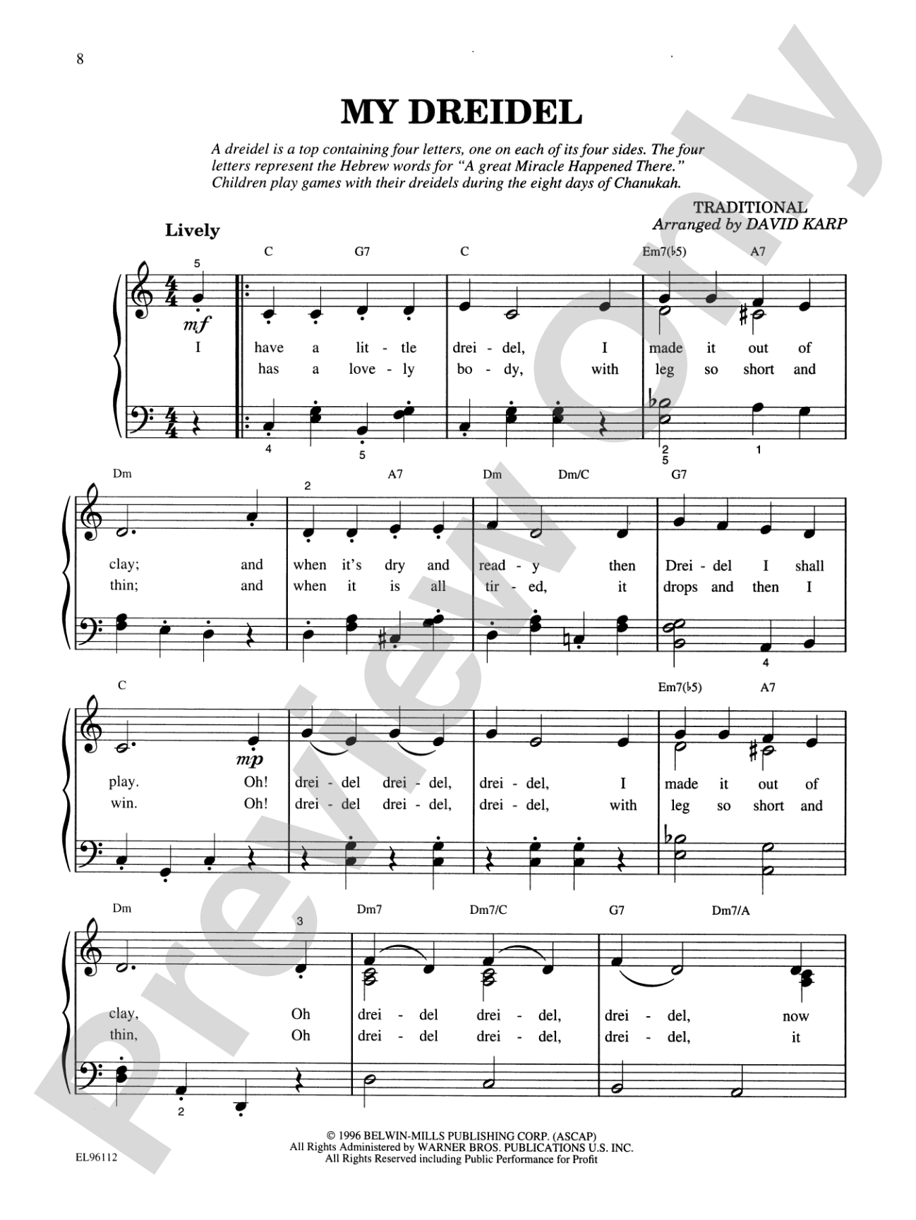 Hebrew Holiday and Folk Songs: With Lyrics, Translations and Guitar Chords: Piano