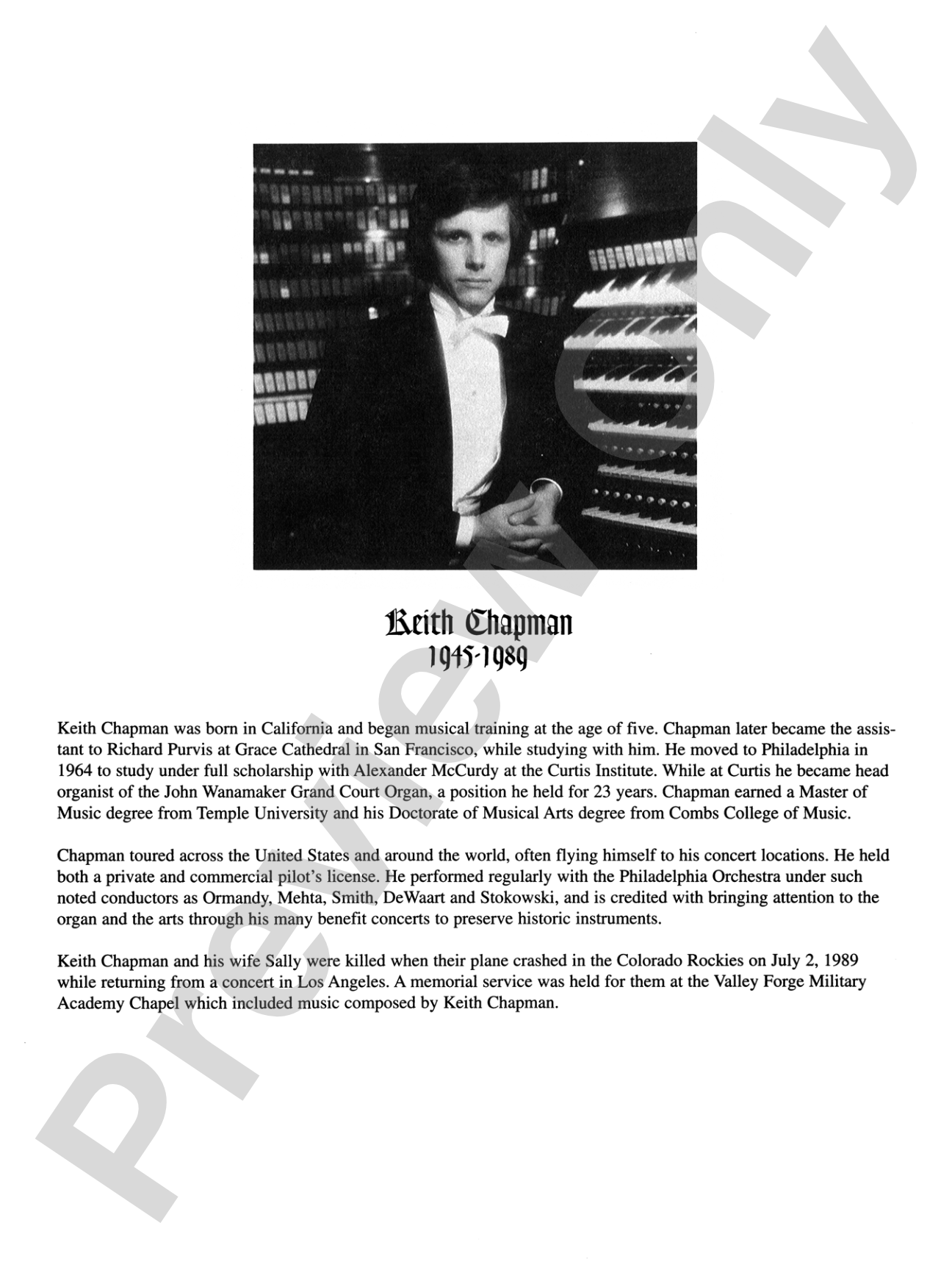 At the Organ with Keith Chapman: Organ