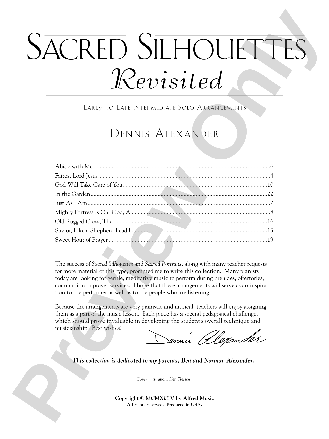 Sacred Silhouettes Revisited: Musically Rewarding Arrangements of Well-Known Sacred Pieces Perfect for Students Who Are Looking for Music to Play During Church Services: Piano