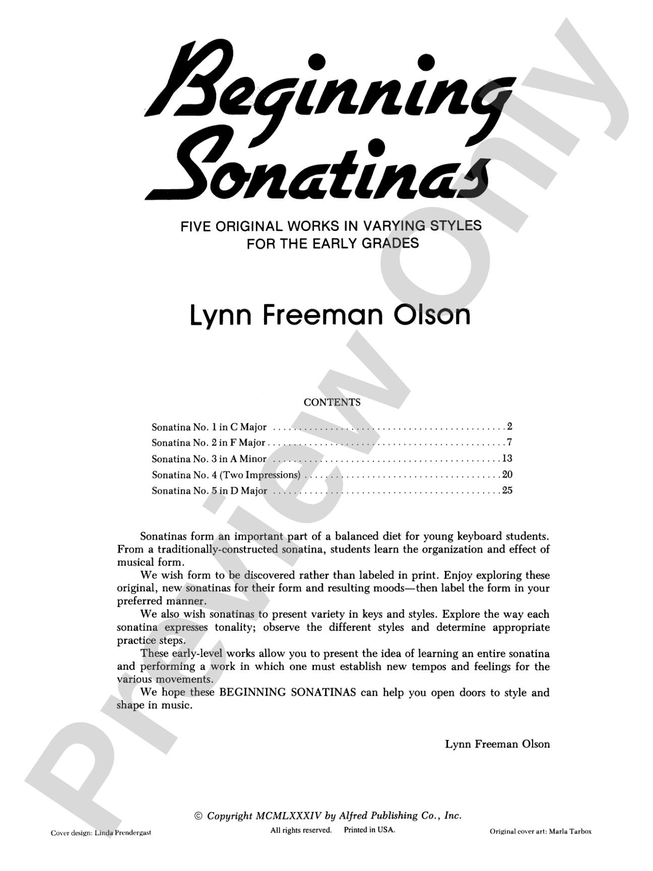 Beginning Sonatinas: Five Original Works in Varying Styles for the Early Grades: Piano