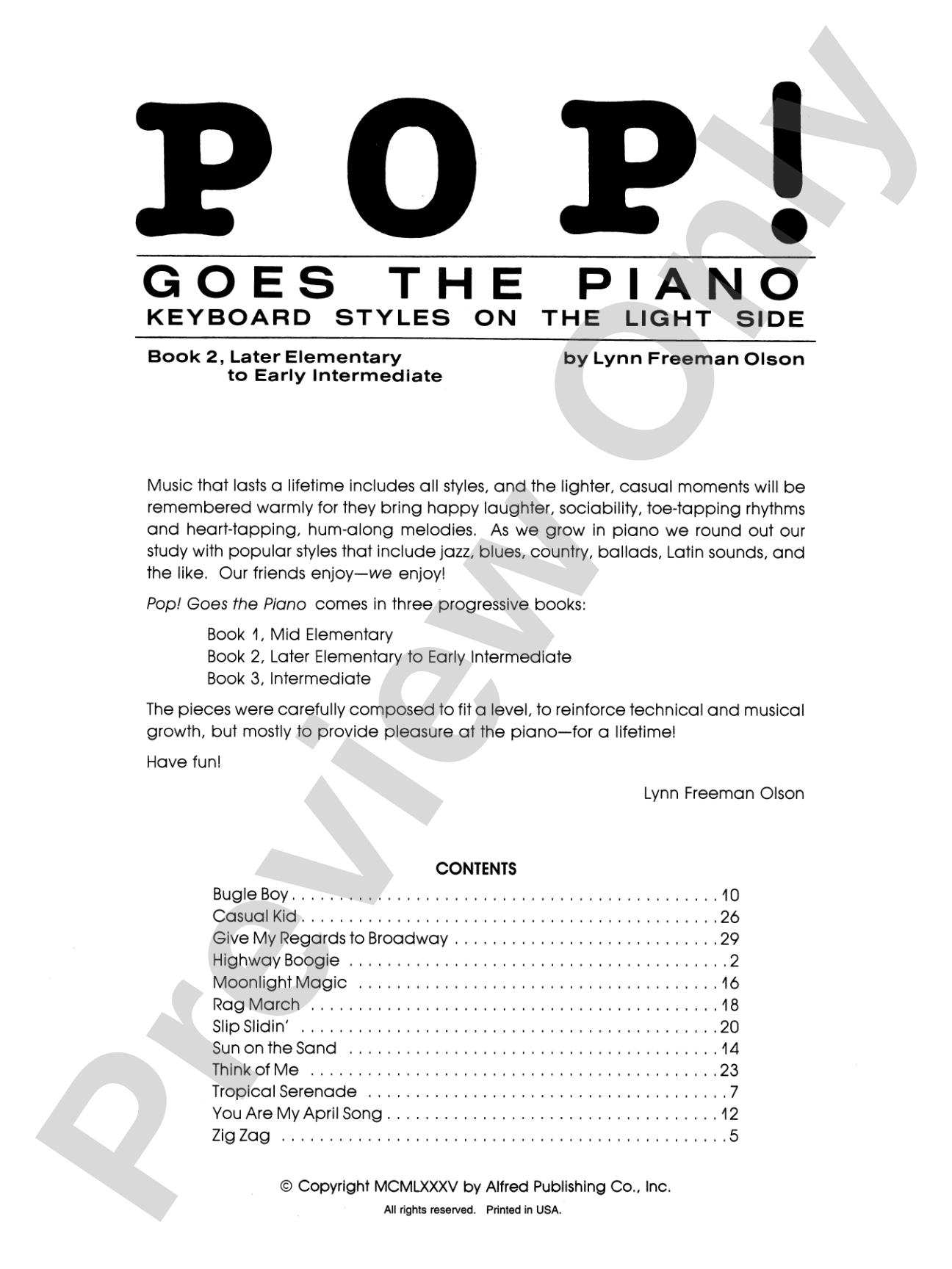 Pop! Goes the Piano, Book 2: Keyboard Styles on the Light Side: Piano