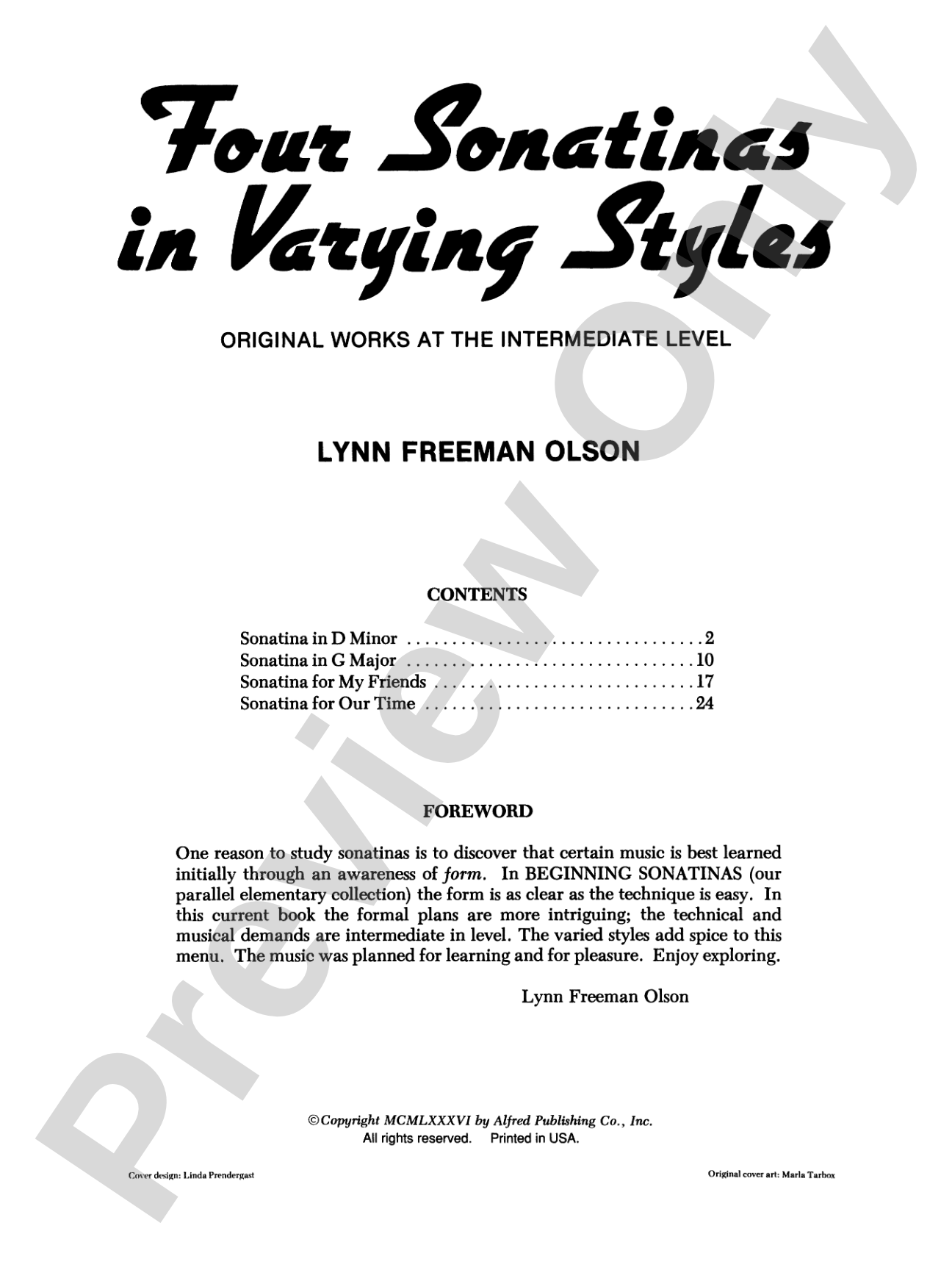 Four Sonatinas in Varying Styles: Original Works at the Intermediate Level: Piano