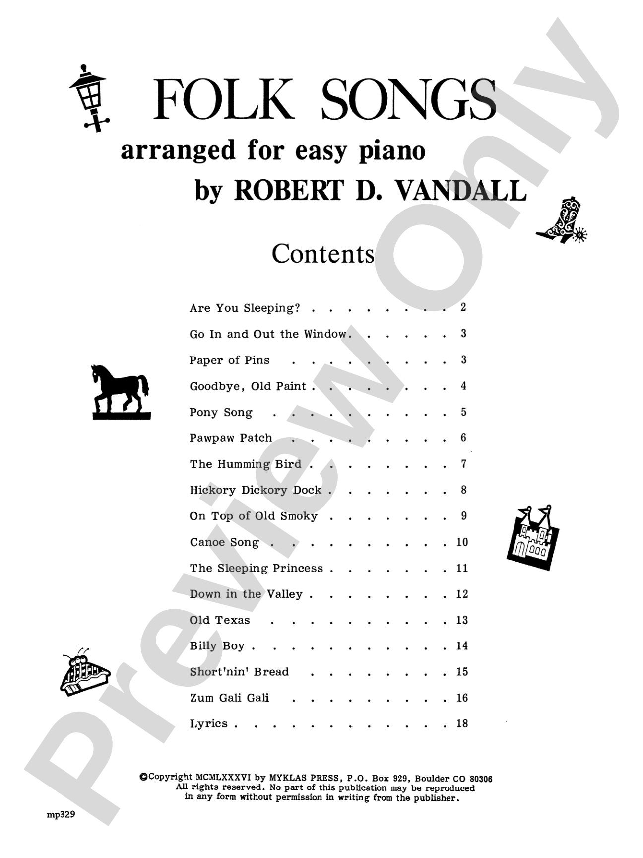 Folk Songs for Easy Piano: Piano