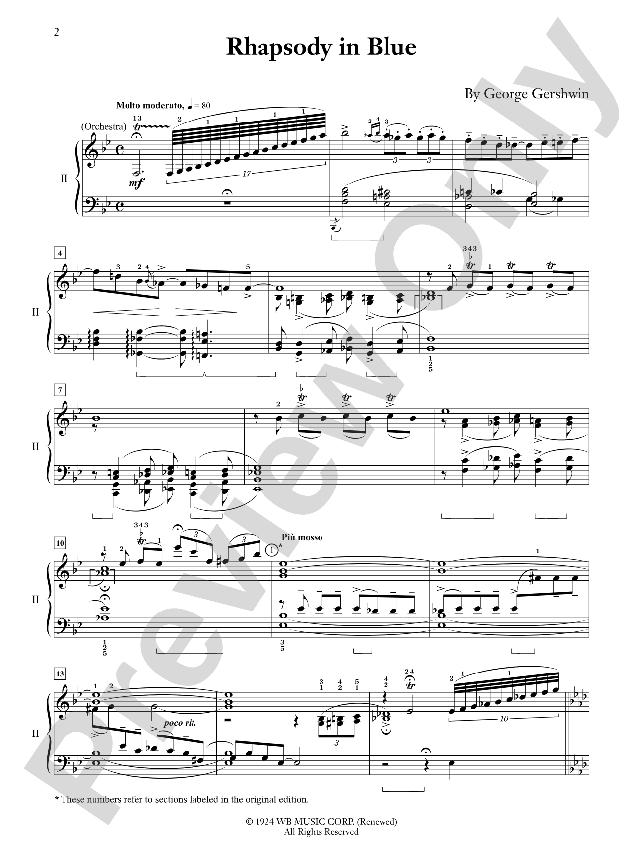 Gershwin: Rhapsody in Blue: For Piano Solo and Orchestra (Arranged for Second Piano) - Piano Duo (2 Pianos, 4 Hands): Piano Duets & Four Hands