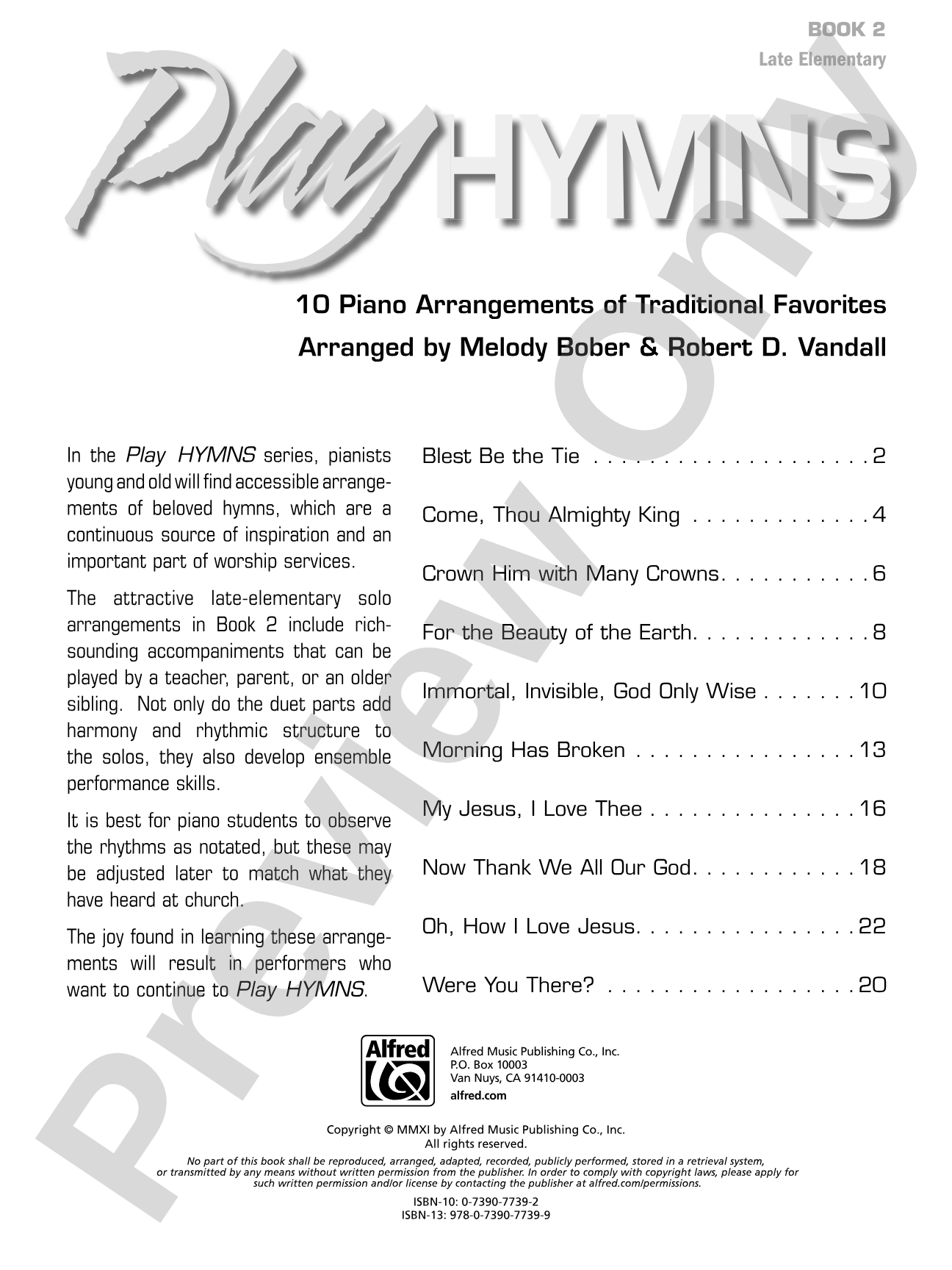 Play Hymns, Book 2: 10 Piano Arrangements of Traditional Favorites: Piano