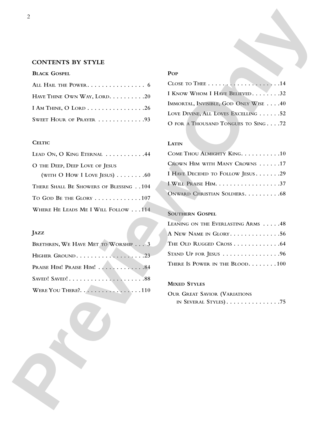 Sunday Morning Styles Companion: 30 Favorite Selections Arranged in Various Styles: Piano