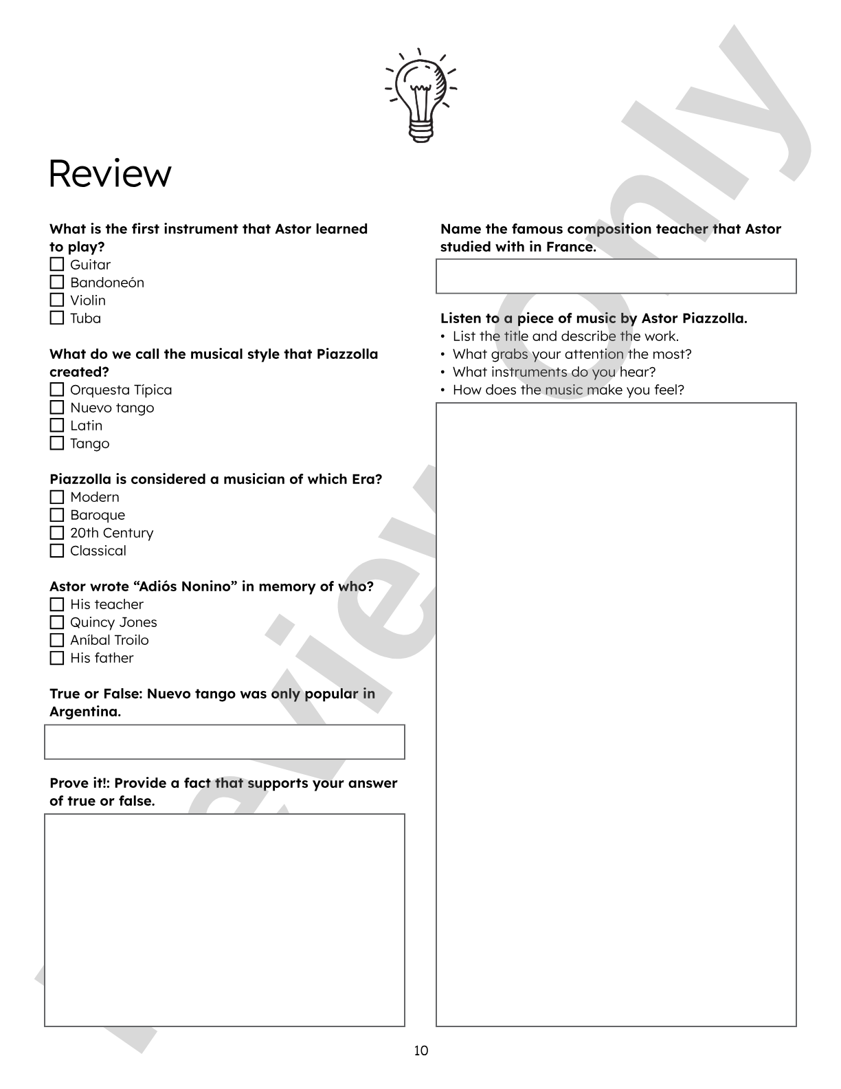 Nine Noteworthy: Latin American Musicians (Bios, Reviews, Reflection Questions, and Writing Prompts): General Music / Classroom Resource