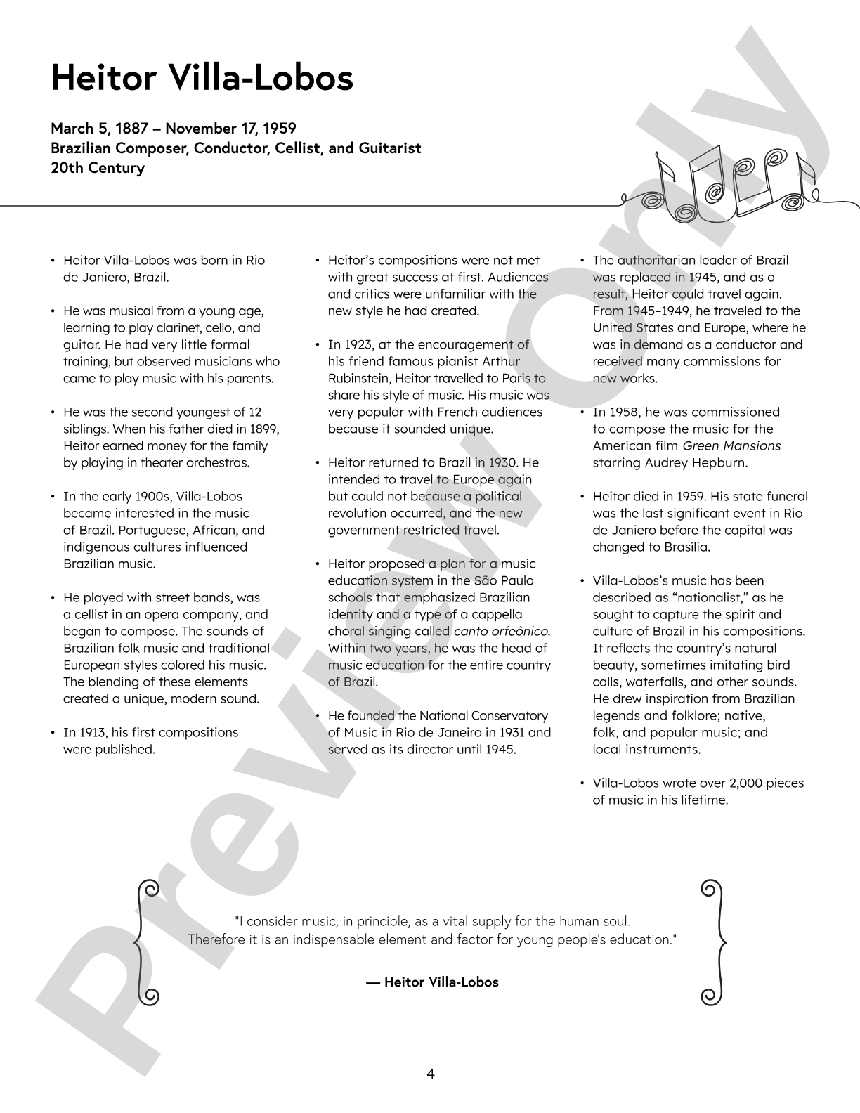 Nine Noteworthy: Latin American Musicians (Bios, Reviews, Reflection Questions, and Writing Prompts): General Music / Classroom Resource