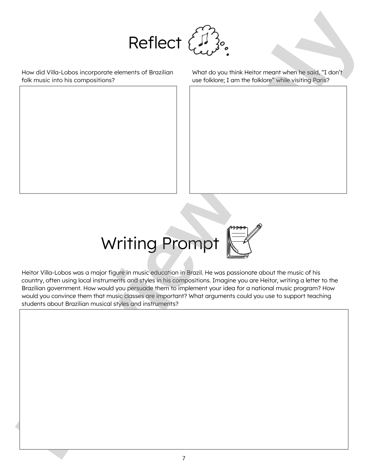 Nine Noteworthy: Latin American Musicians (Bios, Reviews, Reflection Questions, and Writing Prompts): General Music / Classroom Resource