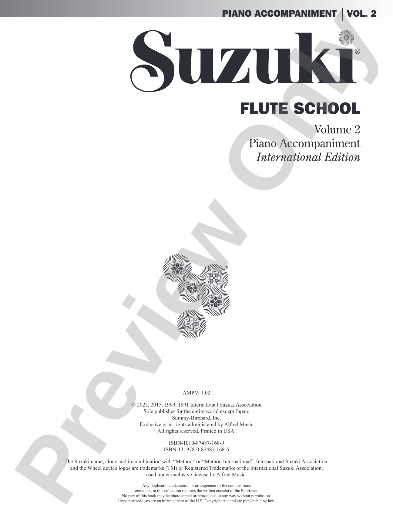 Suzuki Flute School Piano Acc., Volume 2 (International): Piano