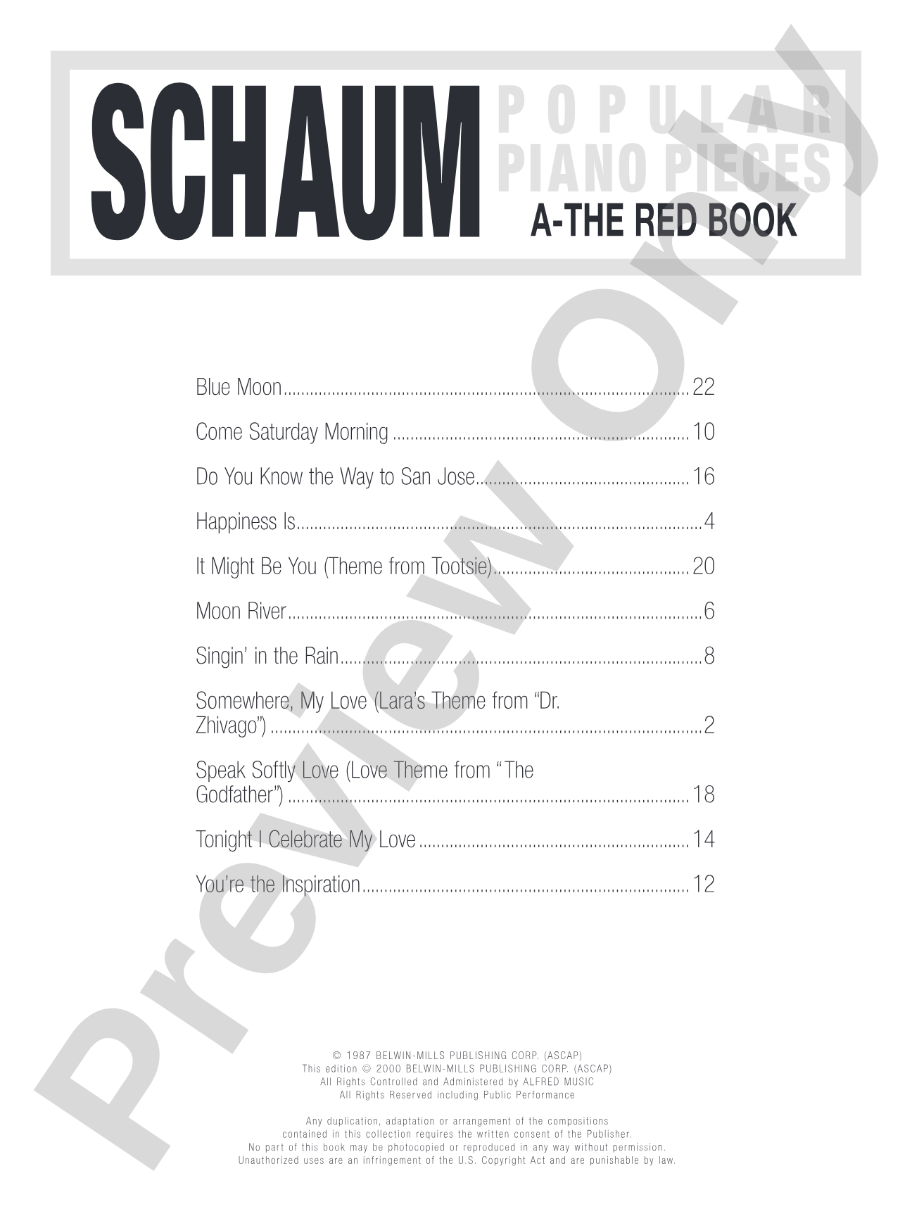 John W. Schaum Popular Piano Pieces, A: The Red Book: Piano
