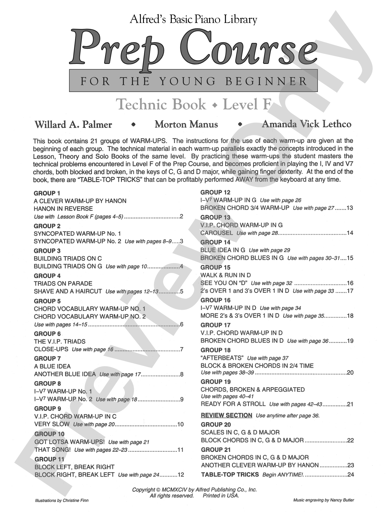 Alfred's Basic Piano Prep Course: Technic Book F: For the Young Beginner: Piano