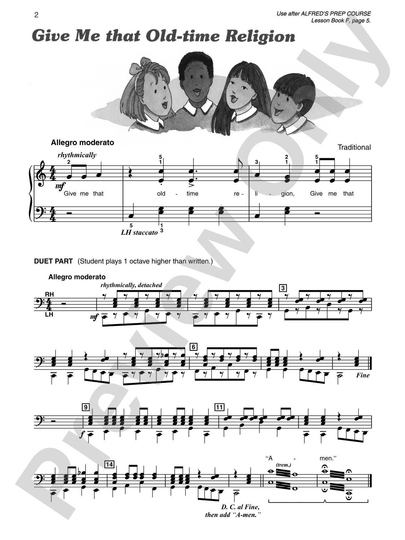 Alfred's Basic Piano Prep Course: Sacred Solo Book F: For the Young Beginner: Piano