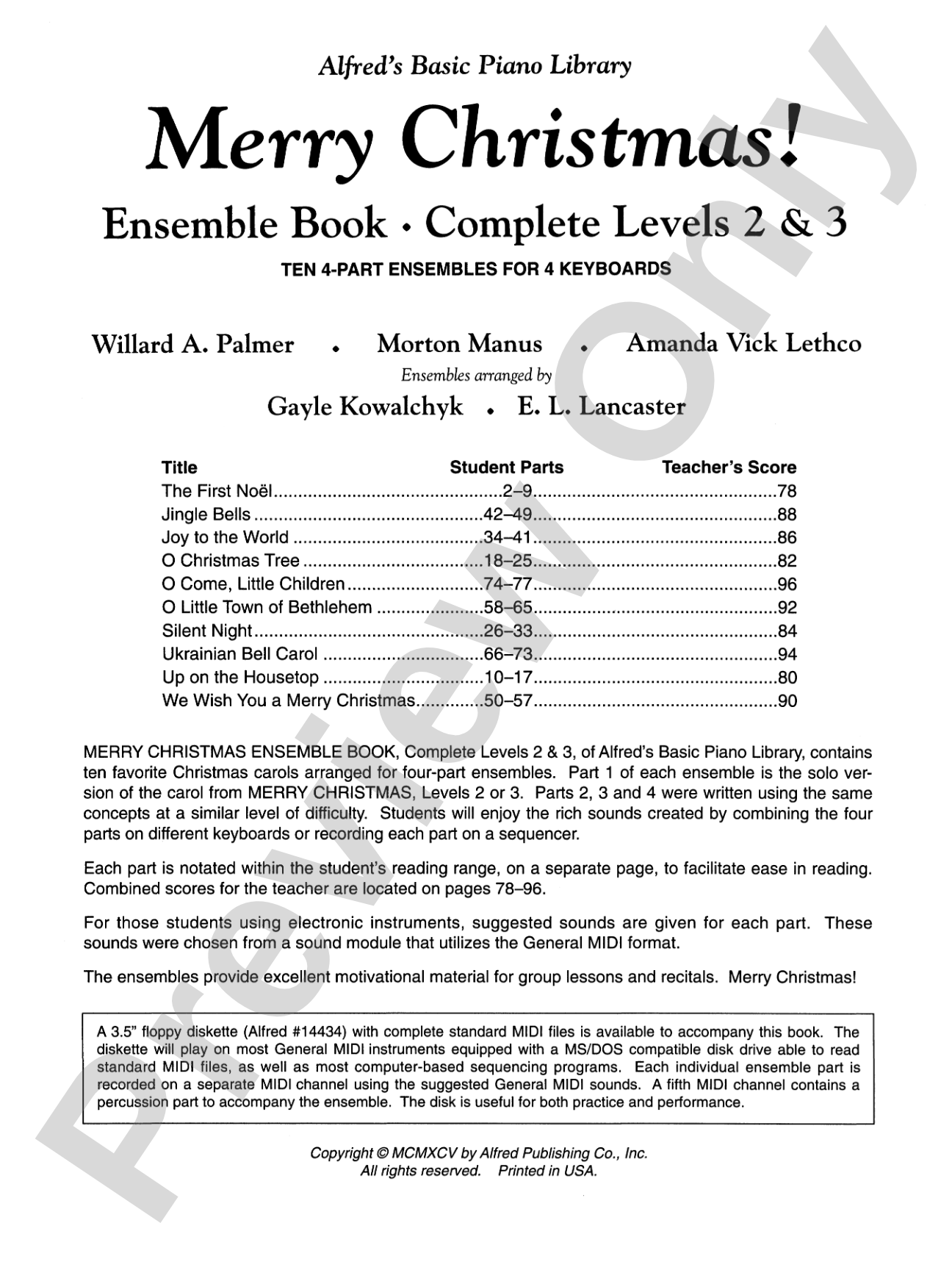 Alfred's Basic Piano Library: Merry Christmas! Ensemble, Complete Book 2 & 3: For the Later Beginner: Piano
