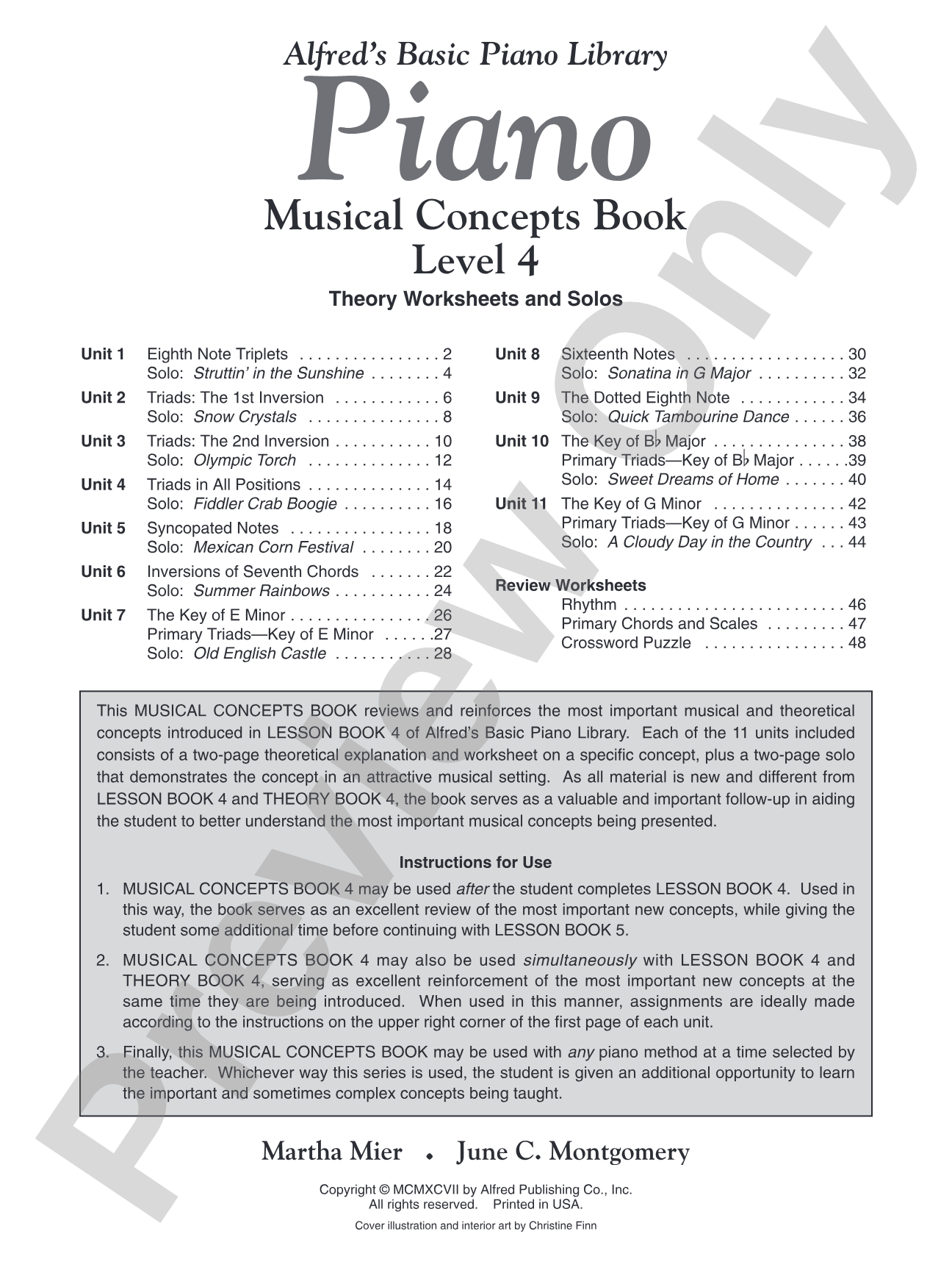 Alfred's Basic Piano Library: Musical Concepts Book 4: Theory Worksheets and Solos: Piano