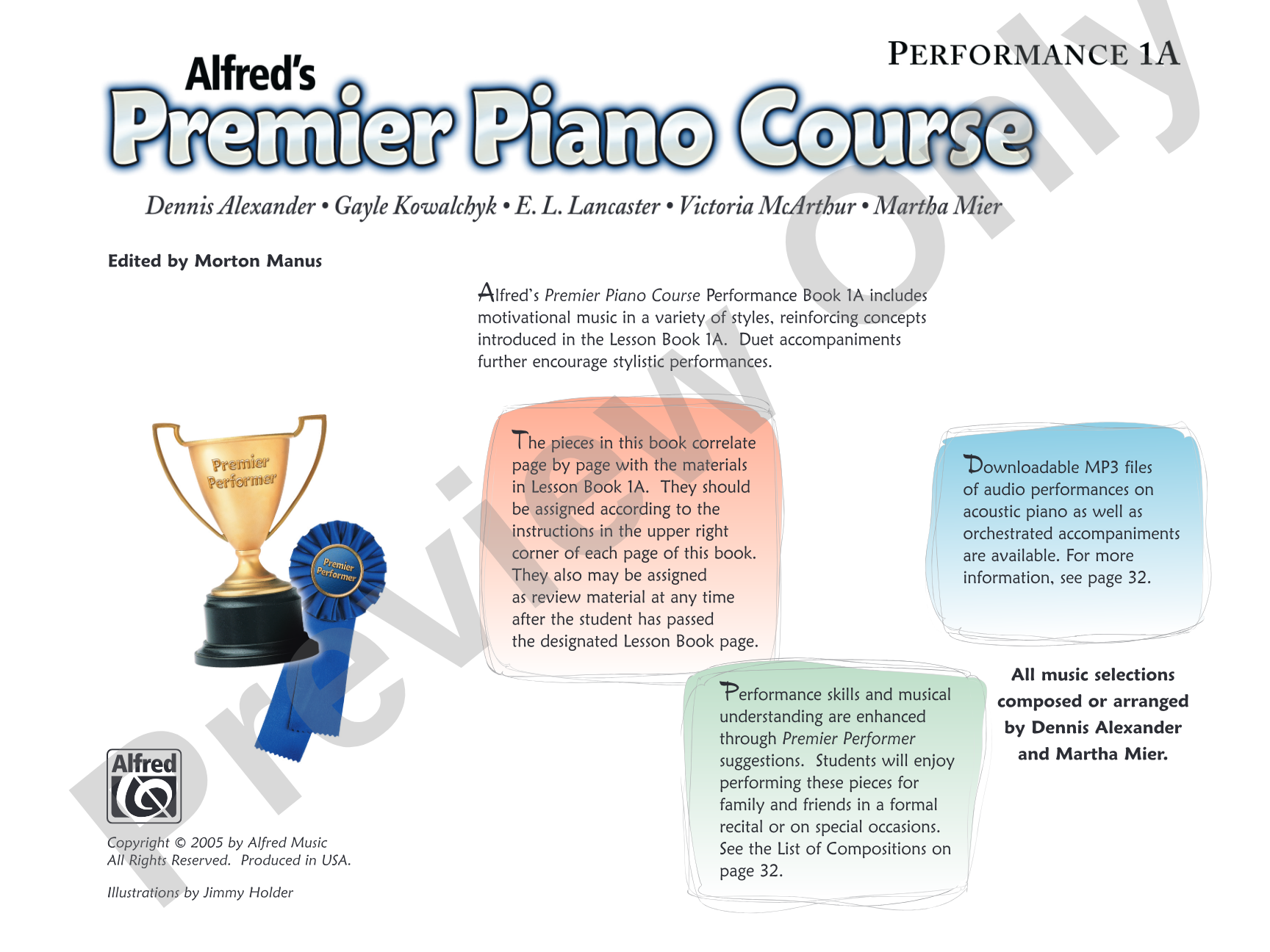 Premier Piano Course, Performance 1A: Piano