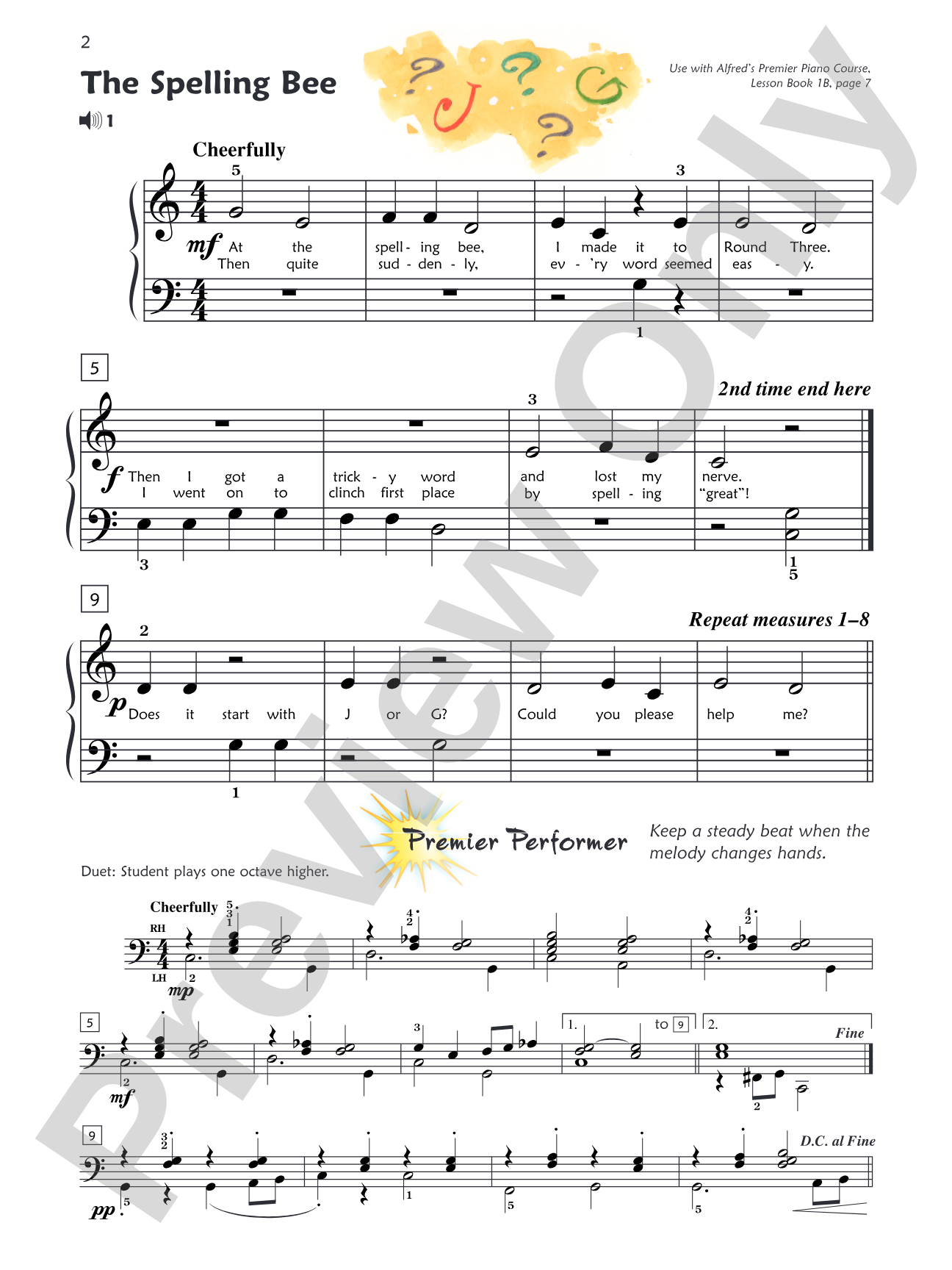 Premier Piano Course, Performance 1B: Piano