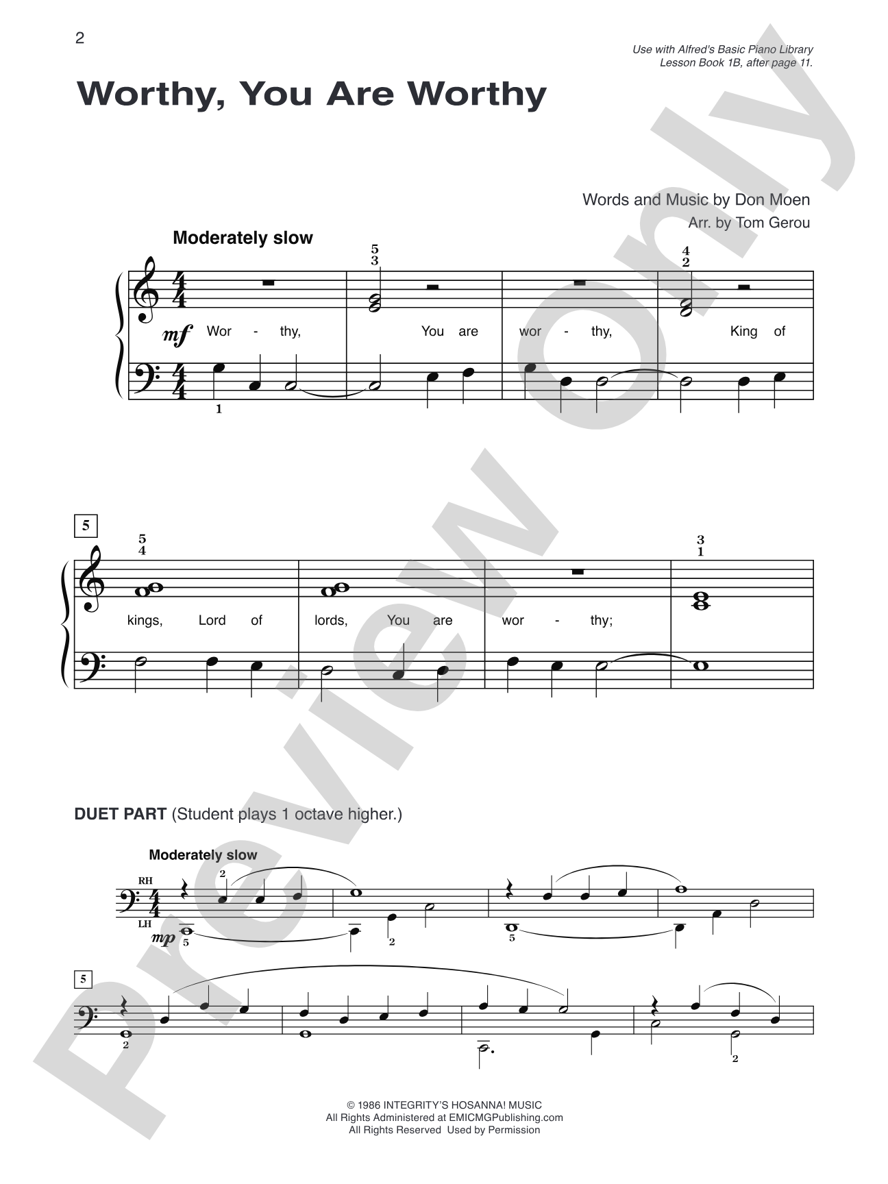 Alfred's Basic Piano Library: Praise Hits, Level 1B: Piano