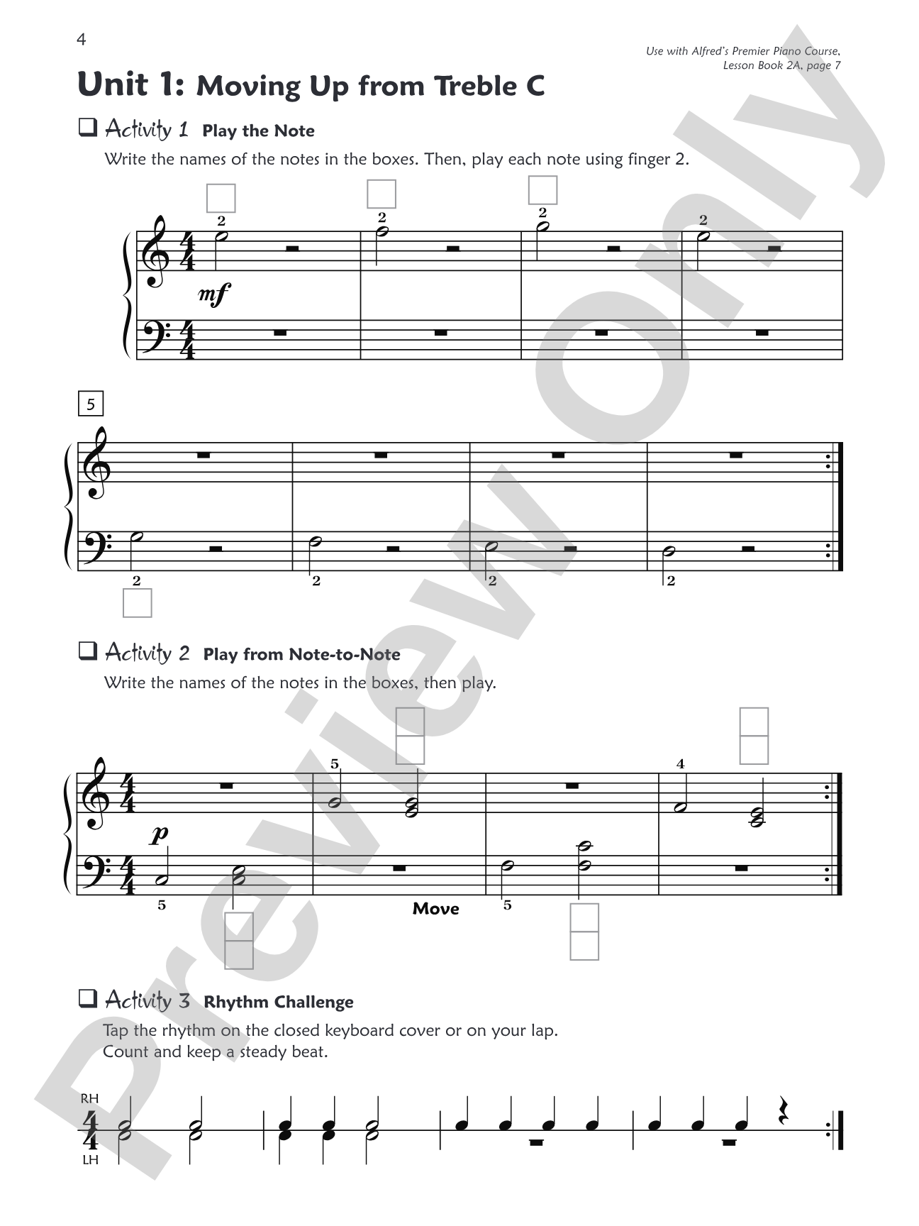Premier Piano Course, Sight Reading 2A: Piano