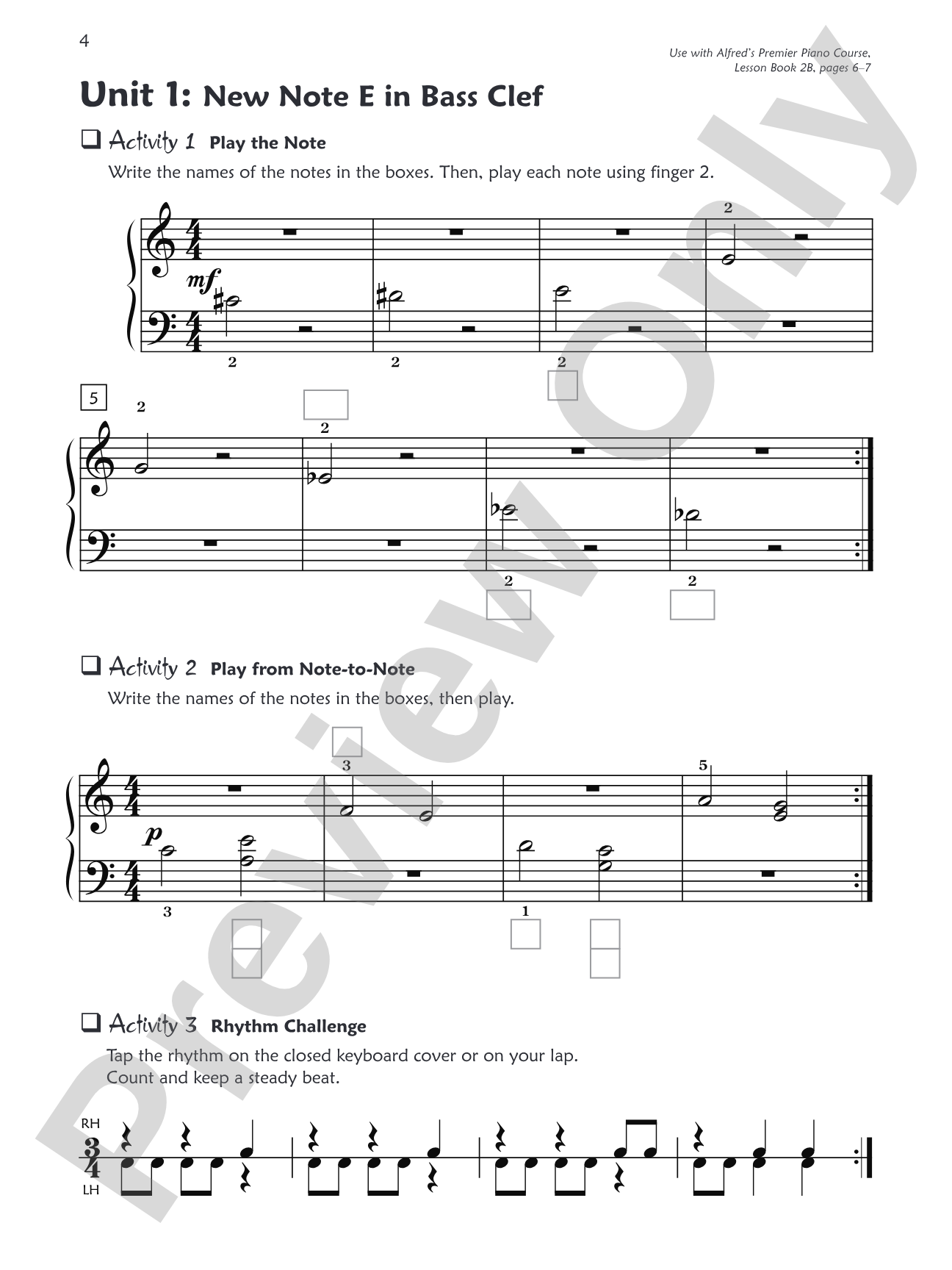 Premier Piano Course, Sight Reading 2B: Piano