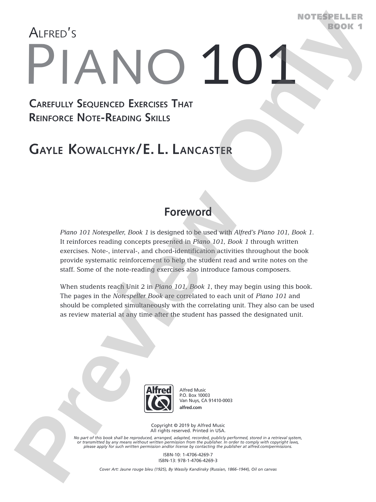 Piano 101: Notespeller, Book 1: Carefully Sequenced Exercises That Reinforce Note-Reading Skills: Piano