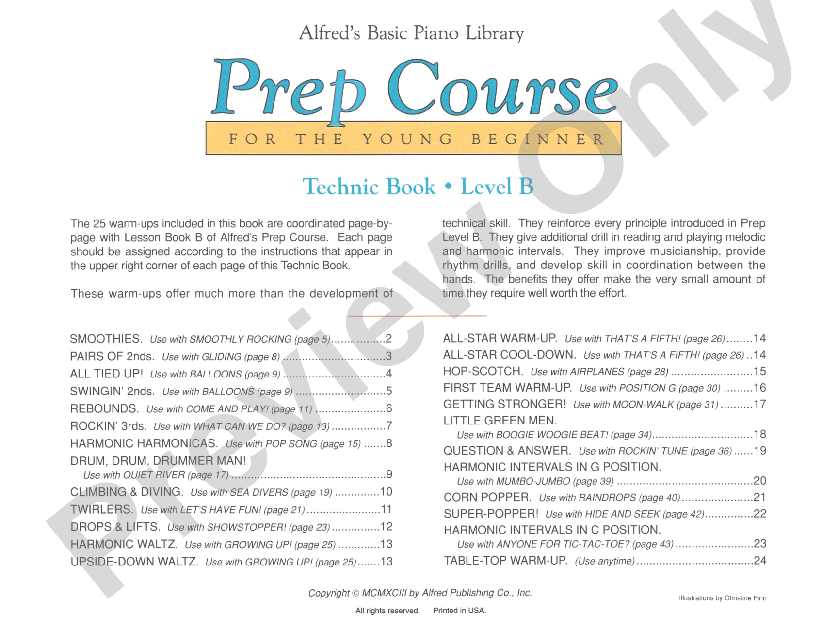 Alfred's Basic Piano Prep Course: Technic Book B: For the Young Beginner: Piano