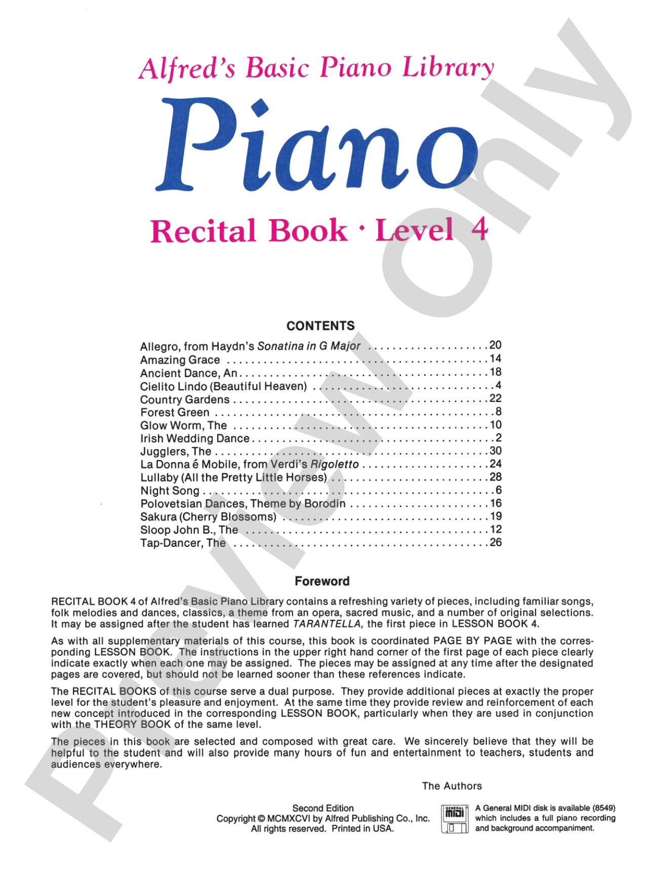 Alfred's Basic Piano Library: Recital Book 4: Piano
