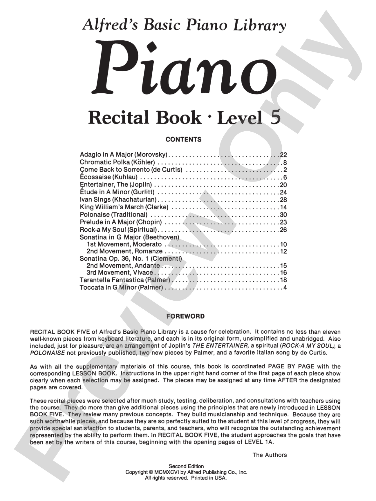 Alfred's Basic Piano Library: Recital Book 5: Piano