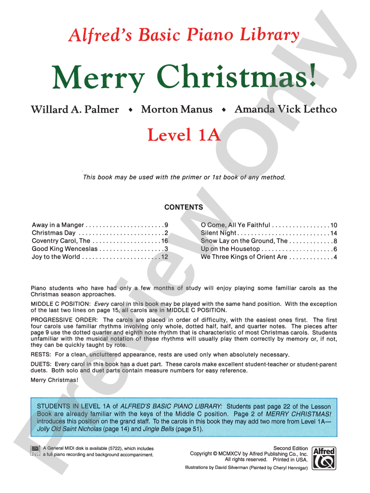 Alfred's Basic Piano Library: Merry Christmas! Book 1A: Piano