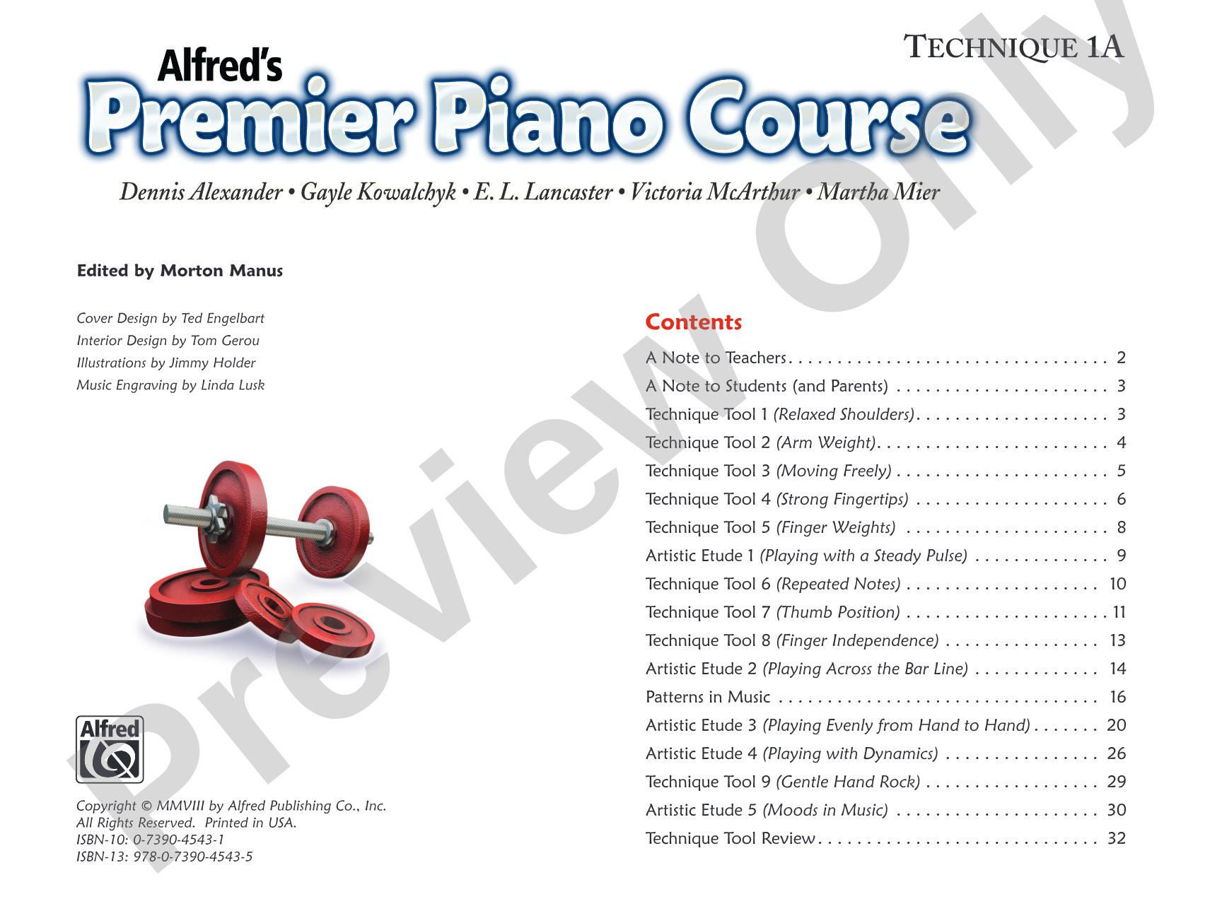 Premier Piano Course, Technique 1A: Piano