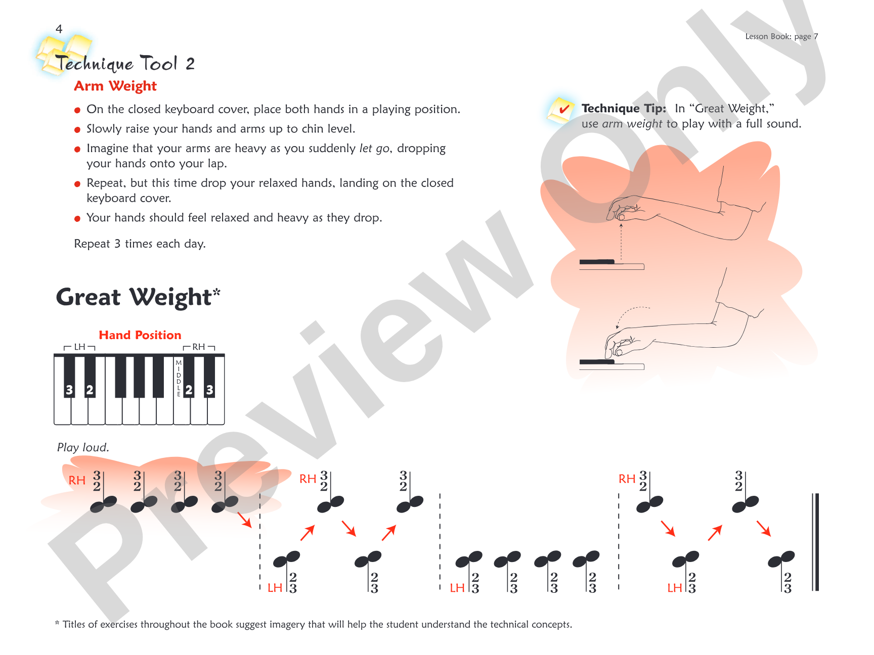 Premier Piano Course, Technique 1A: Piano