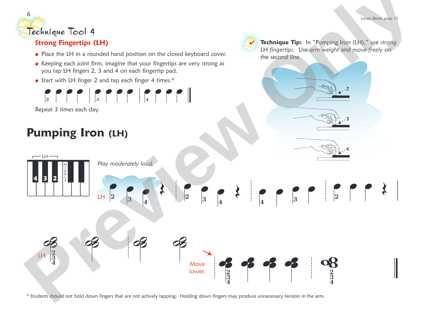 Premier Piano Course, Technique 1A: Piano