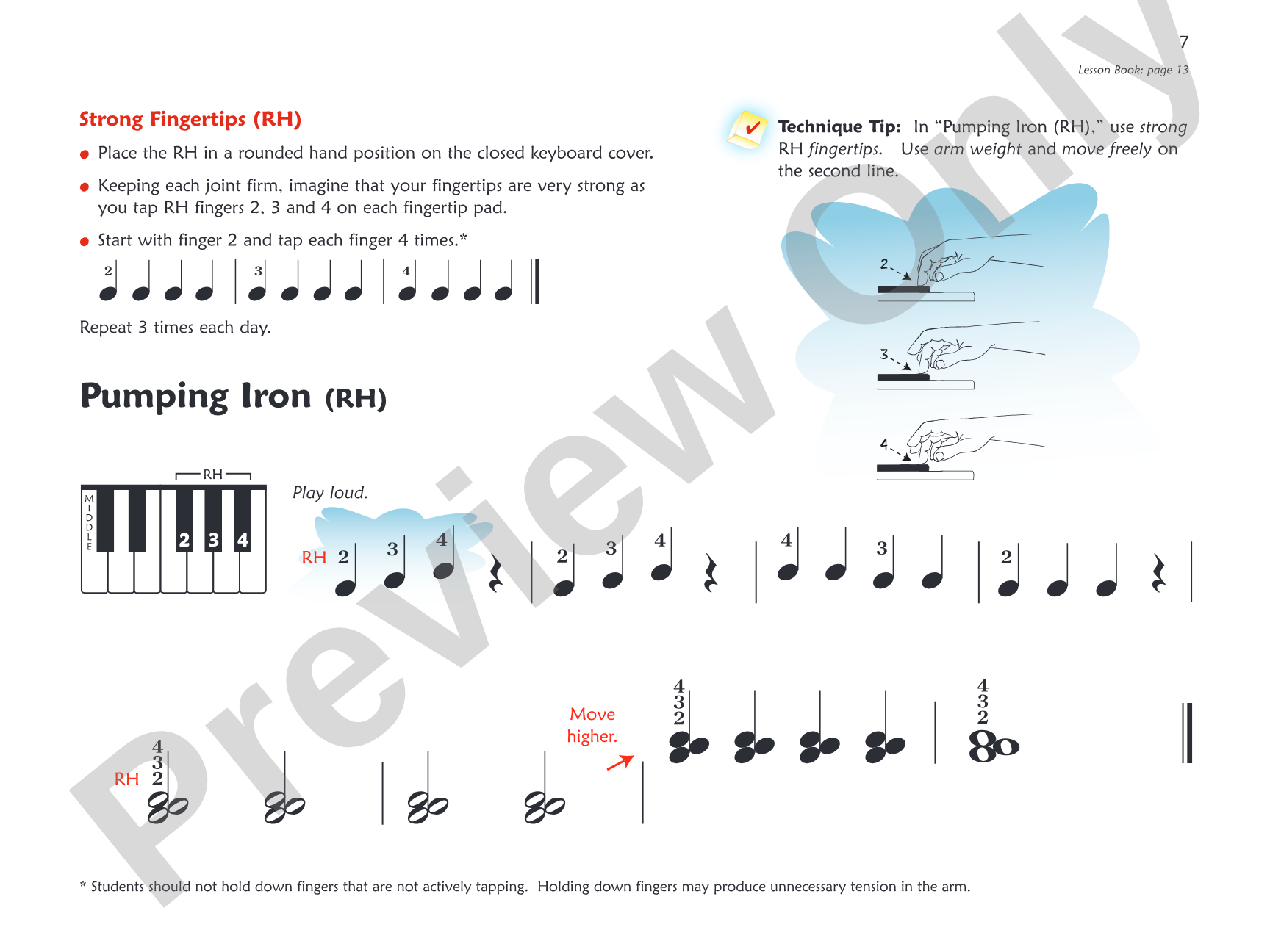 Premier Piano Course, Technique 1A: Piano