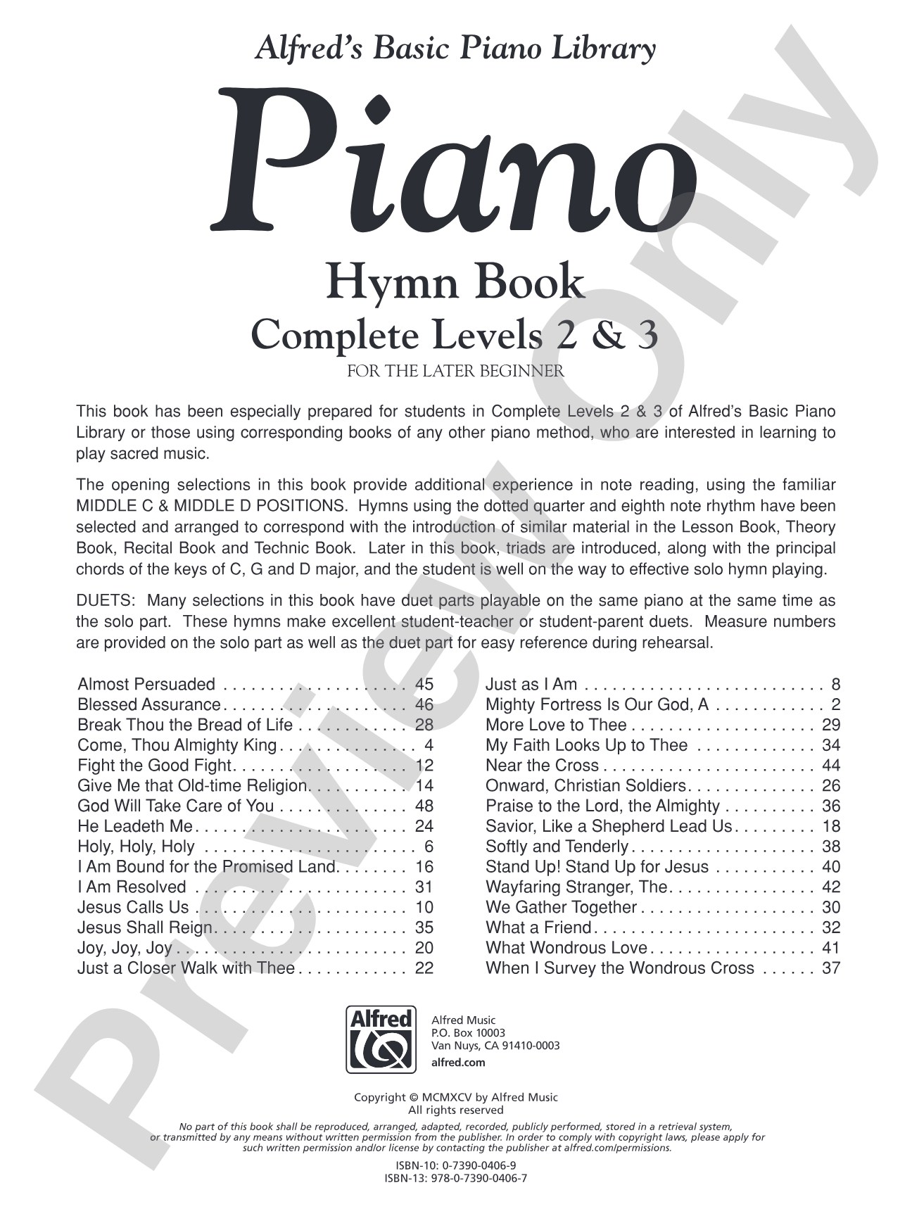 Alfred's Basic Piano Library: Hymn Book Complete 2 & 3: For the Later Beginner: Piano