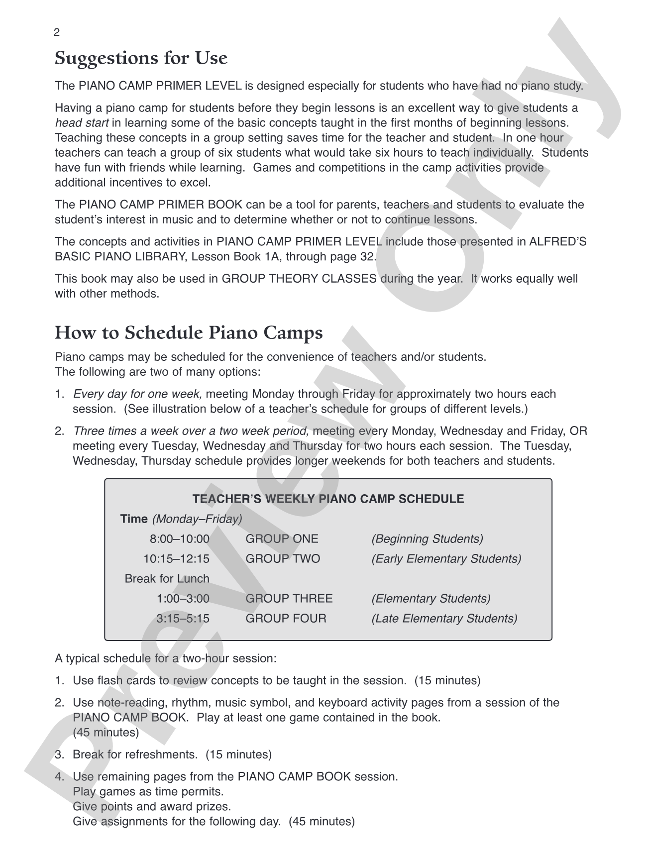 Piano Camp, Primer: Five Sessions of Musical Activities for the Beginning Piano Student: Piano