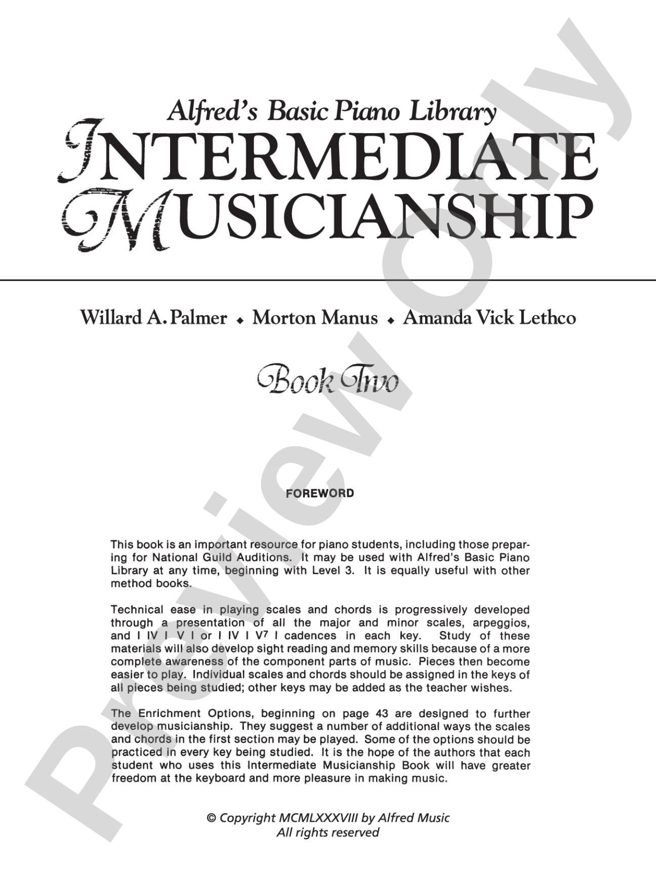 Alfred's Basic Piano Library Musicianship Book Two: Intermediate Musicianship: All the Scales, Chords, Arpeggios, and Cadences Generally Required for Student Auditions... Plus Additional Enrichment Options: Piano