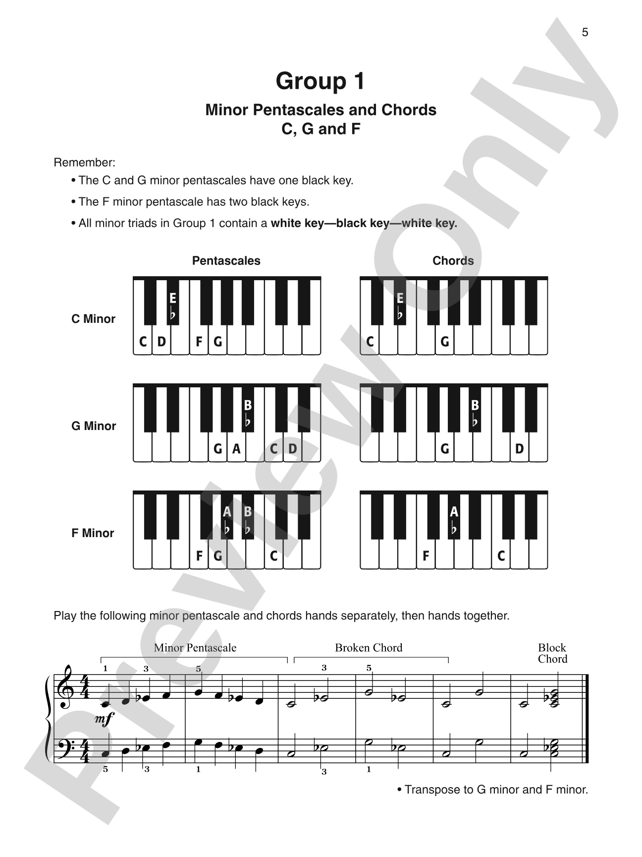 Pentascale Pro, Book 1: An Introduction to Major and Minor 5-Finger Patterns: Piano