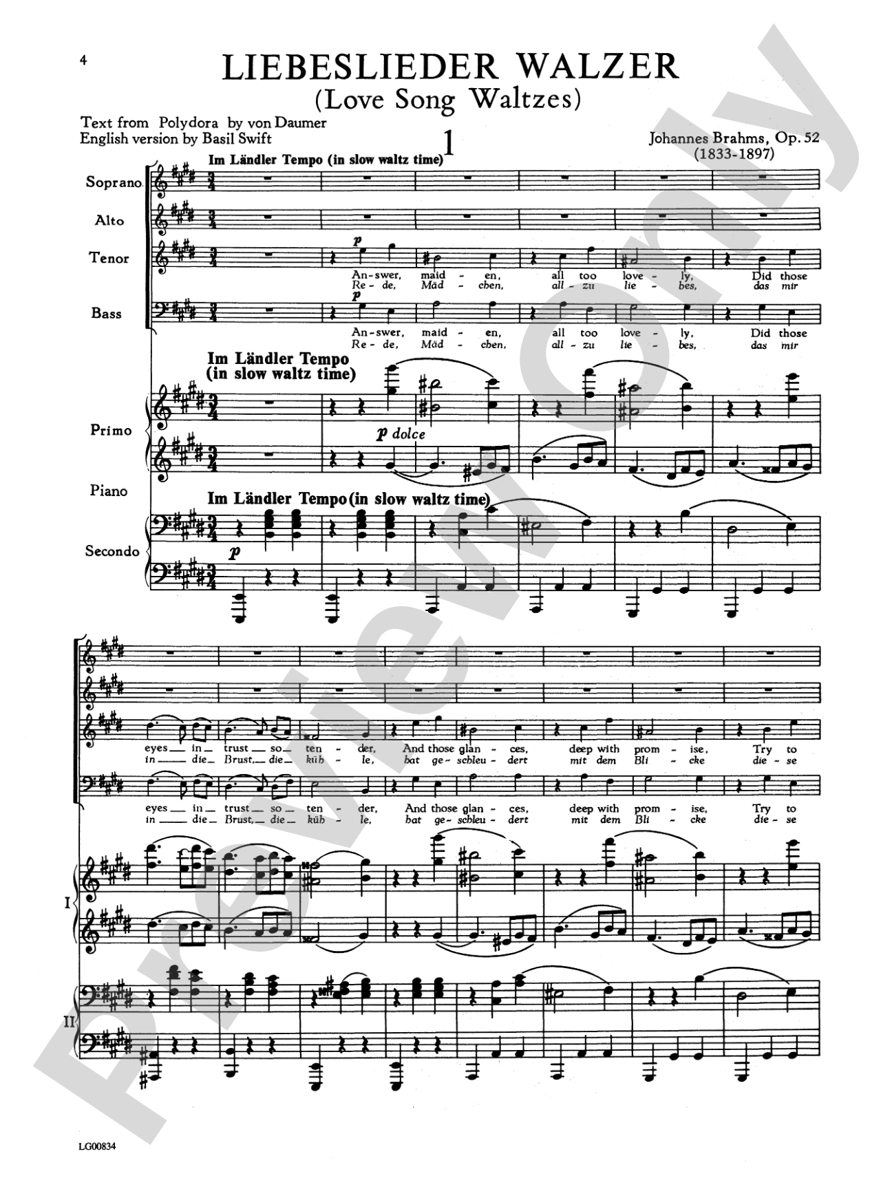 Liebeslieder Walzer, Opus 52: Choir