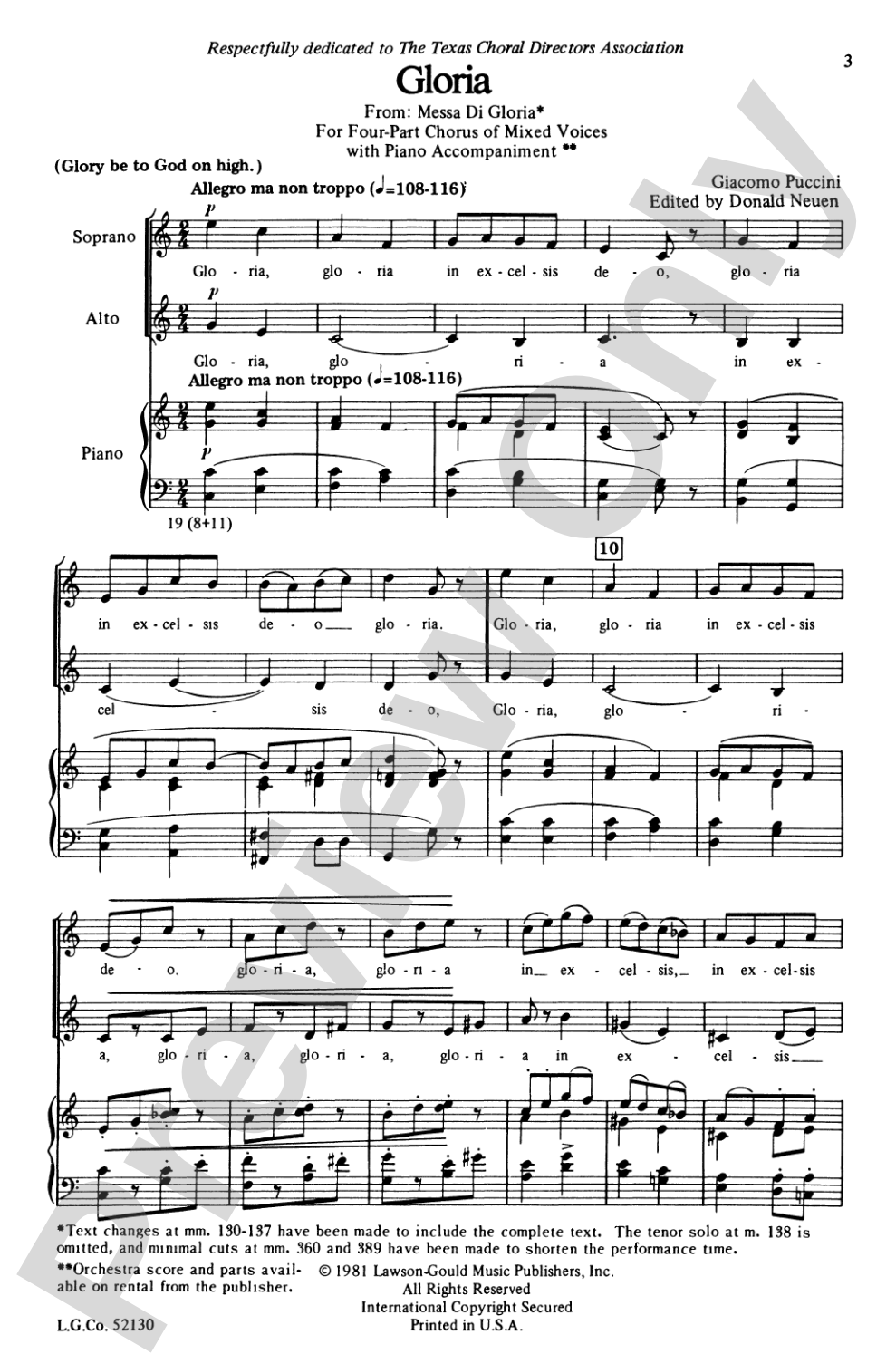 Gloria (from <I>Messa di Gloria</I>): Choir