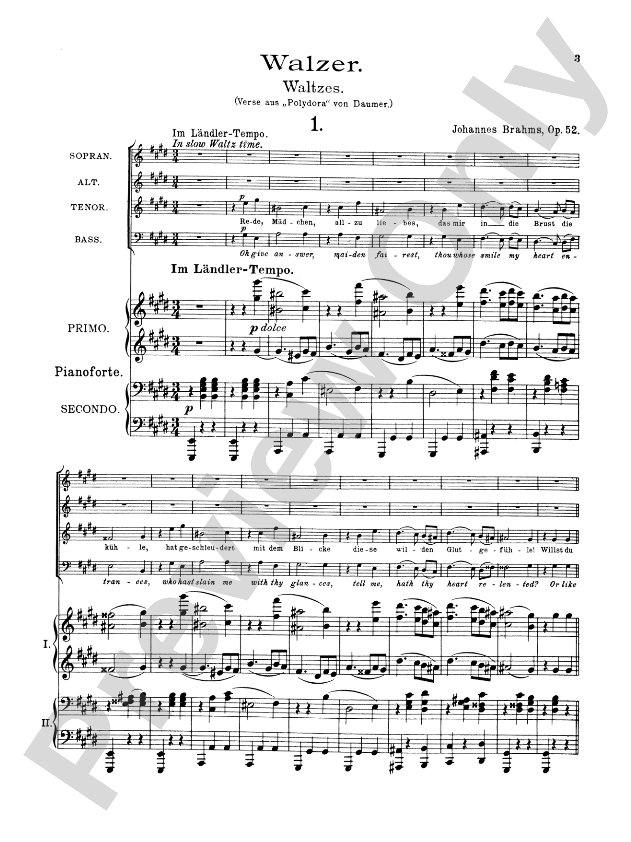 Love Song Waltzes (Liebeslieder Waltzes), Opus 52: Choir