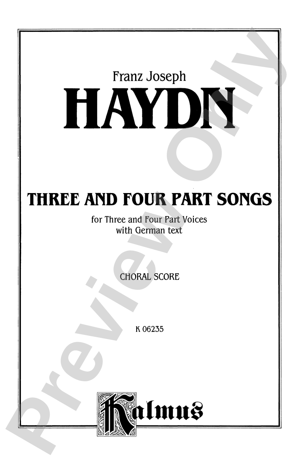 Three and Four Part Songs: Choir