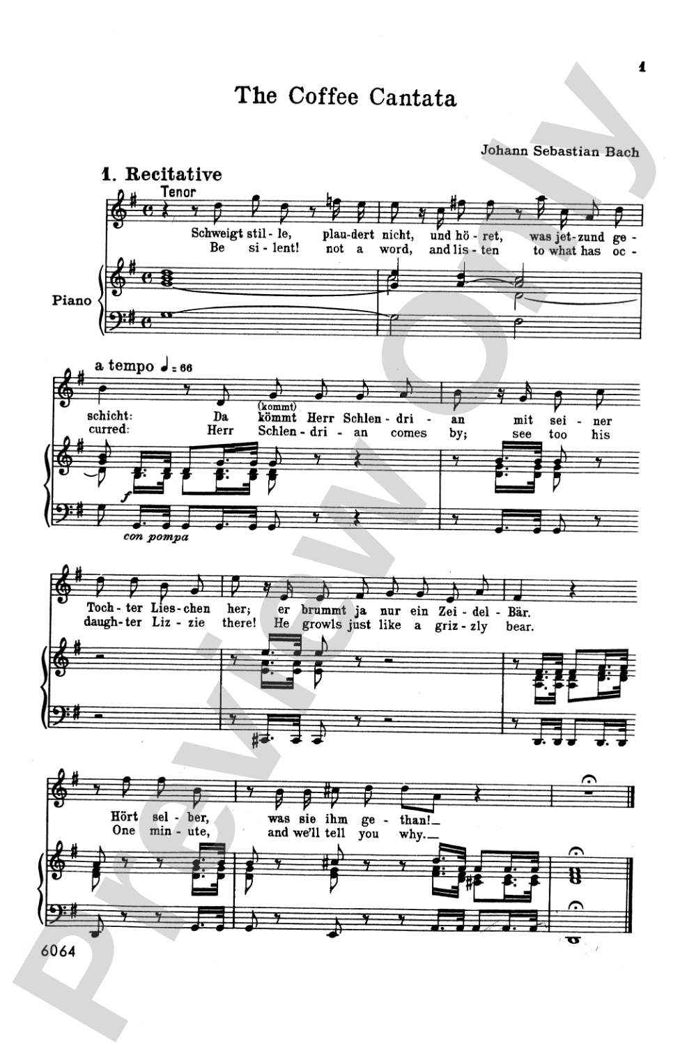 Cantata No. 211 -- Schweigt stille, plaudert nicht (Be Still, Stop Chattering) - "Coffee Cantata": Choir