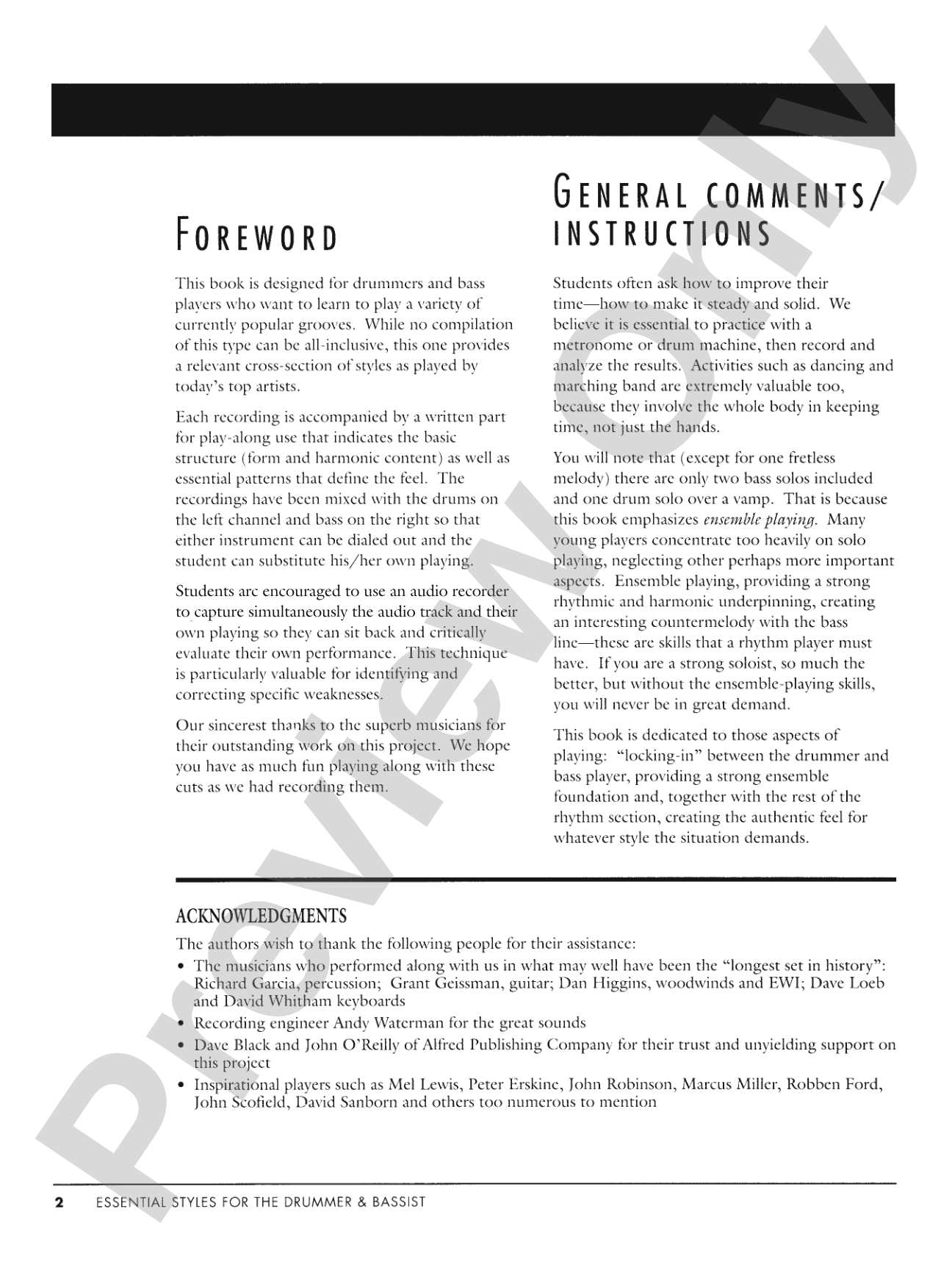 Essential Styles for the Drummer and Bassist, Book 1: A Cross Section of Styles As Played by Today's Top Artists