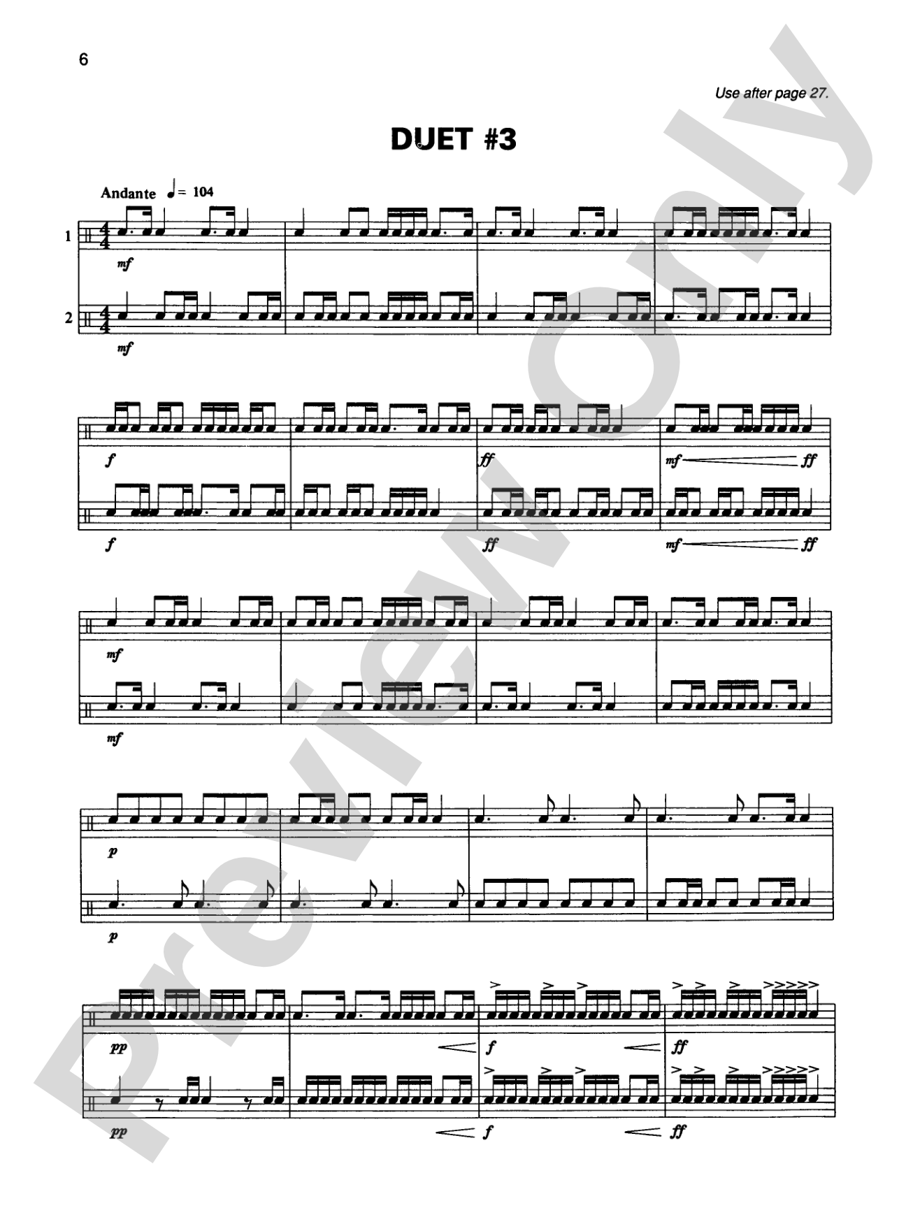 Alfred's Beginning Snare Drum Duets: 15 Duets That Correlate with Alfred's Drum Method, Book 1