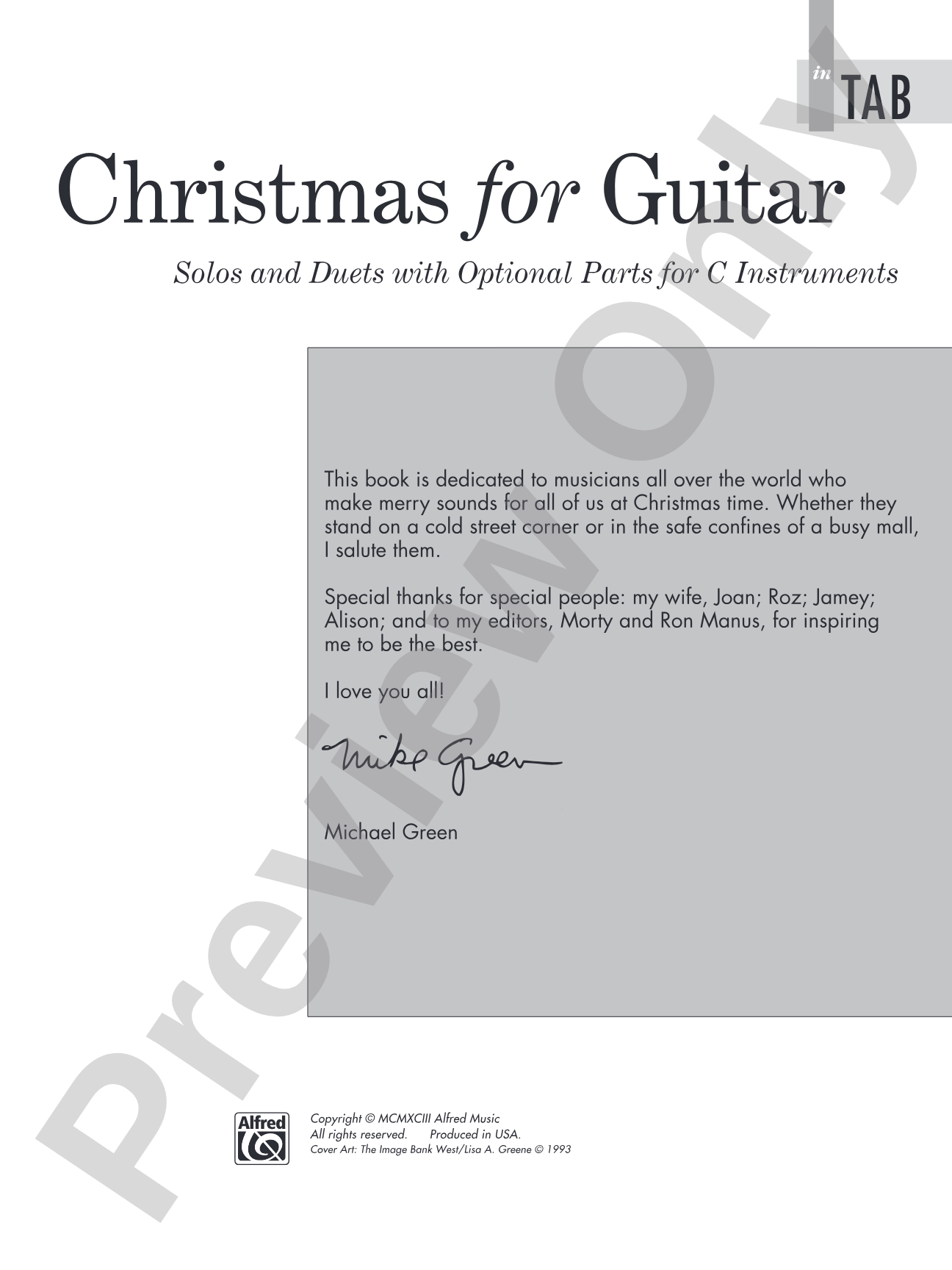 Christmas for Guitar: In TAB: Solos and Duets with Optional Parts for C Instruments: Solo Guitar
