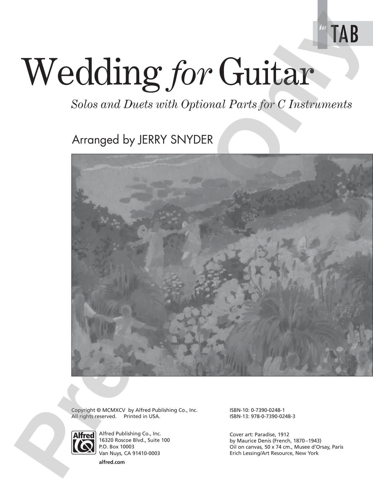 Wedding for Guitar: In TAB: Solos and Duets with Optional Parts for C Instruments: Solo Guitar